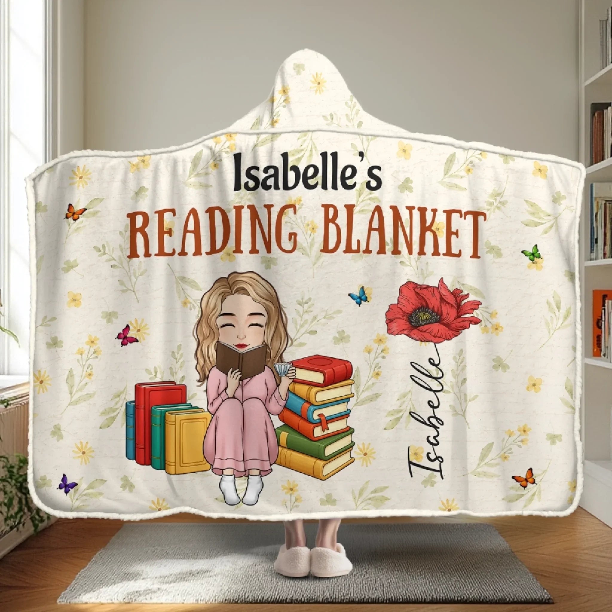 Custom Snuggle Blanket, Hoodie Blanket - Personalized Bookish Gifts For Book Lovers, Bookworms, Readers - Sorry, I'm Booked