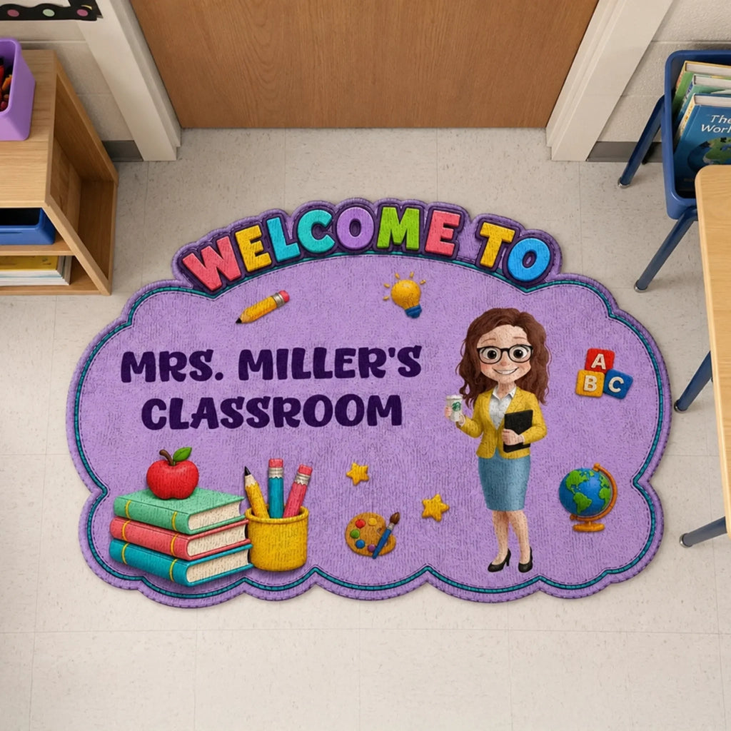 Custom Classroom Decor Shaped Doormat - Personalized Back To School Gifts For Teachers - Teaching with Heart