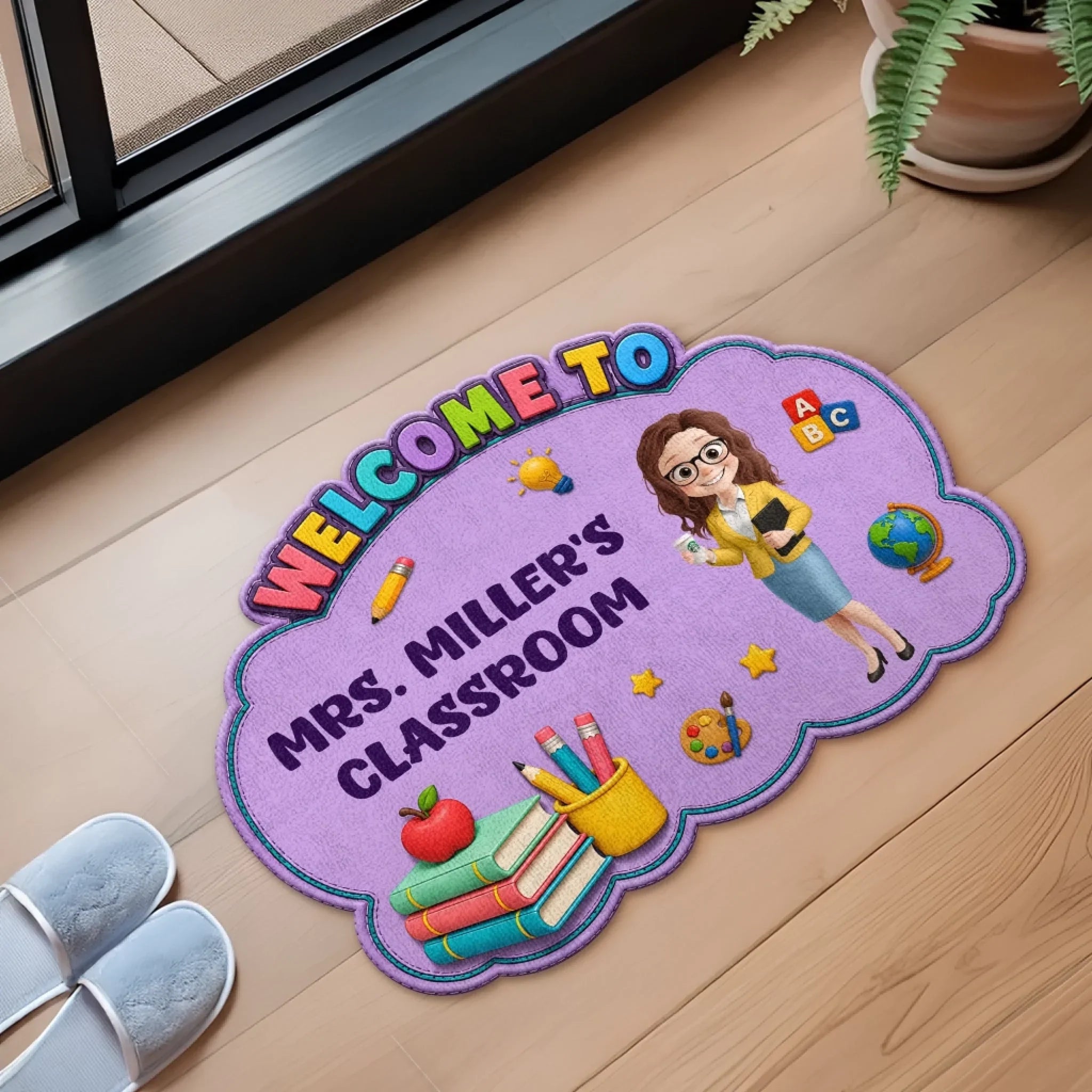 Custom Classroom Decor Shaped Doormat - Personalized Back To School Gifts For Teachers - Teaching with Heart