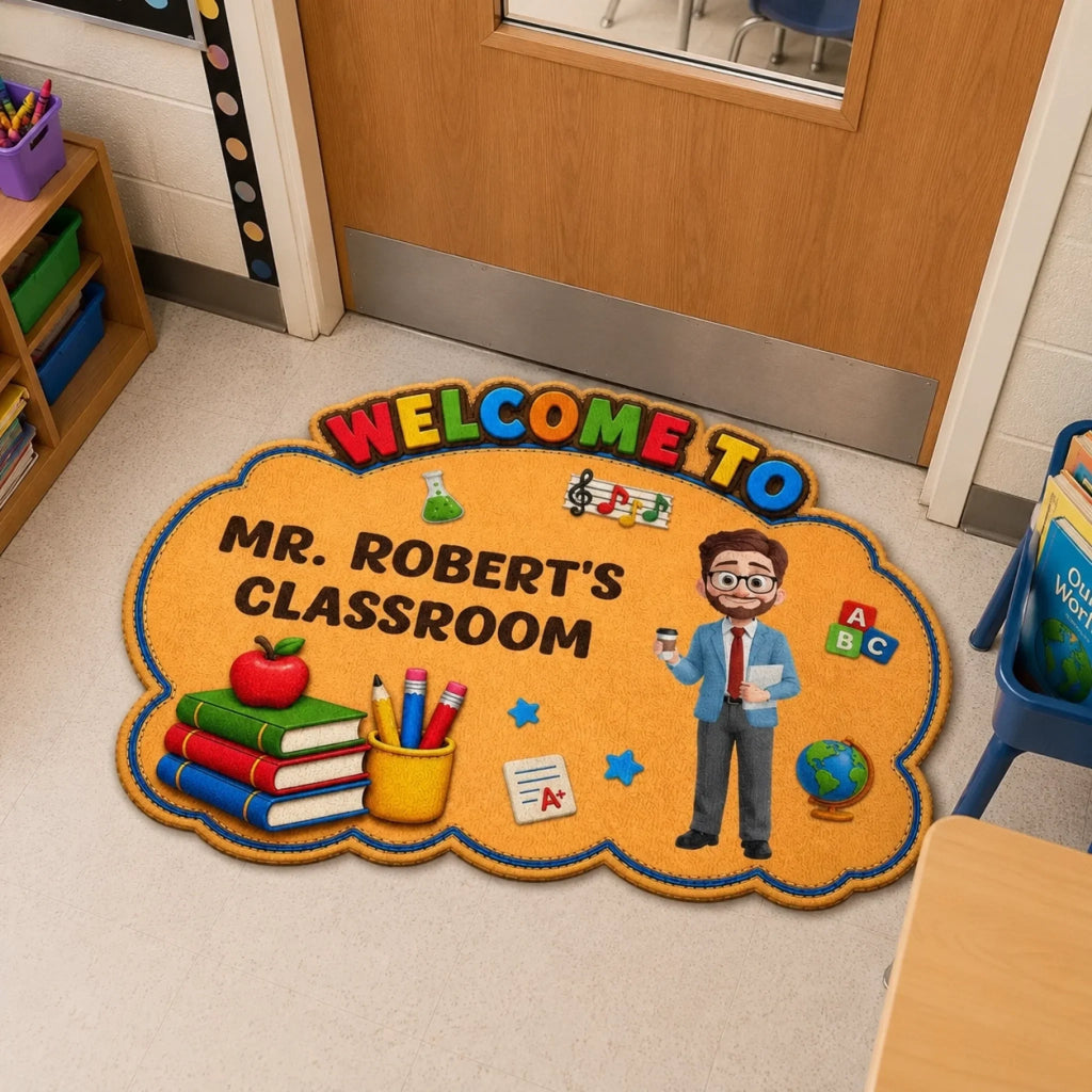 Custom Classroom Decor Shaped Doormat - Personalized Back To School Gifts For Teachers - Teaching with Heart