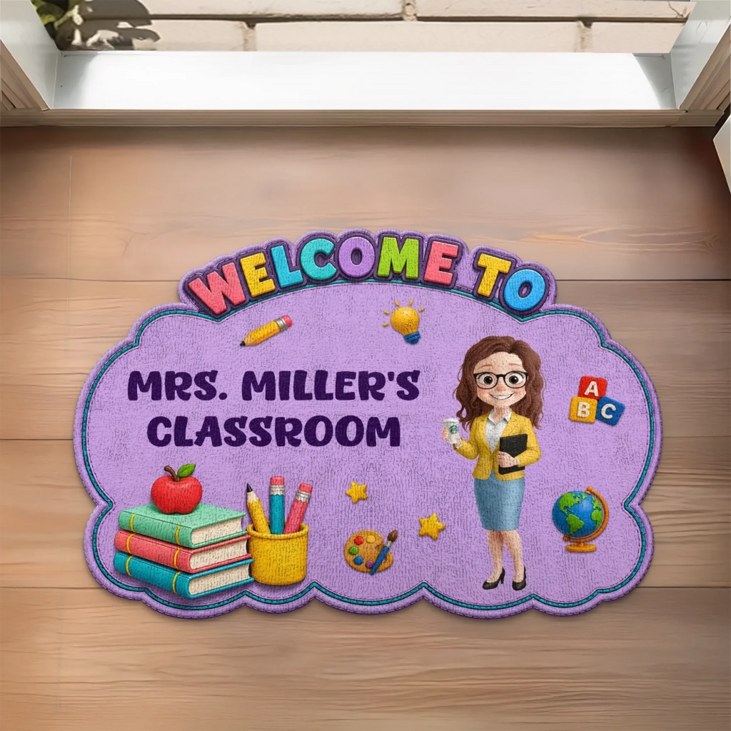 Custom Classroom Decor Shaped Doormat - Personalized Back To School Gifts For Teachers - Teaching with Heart