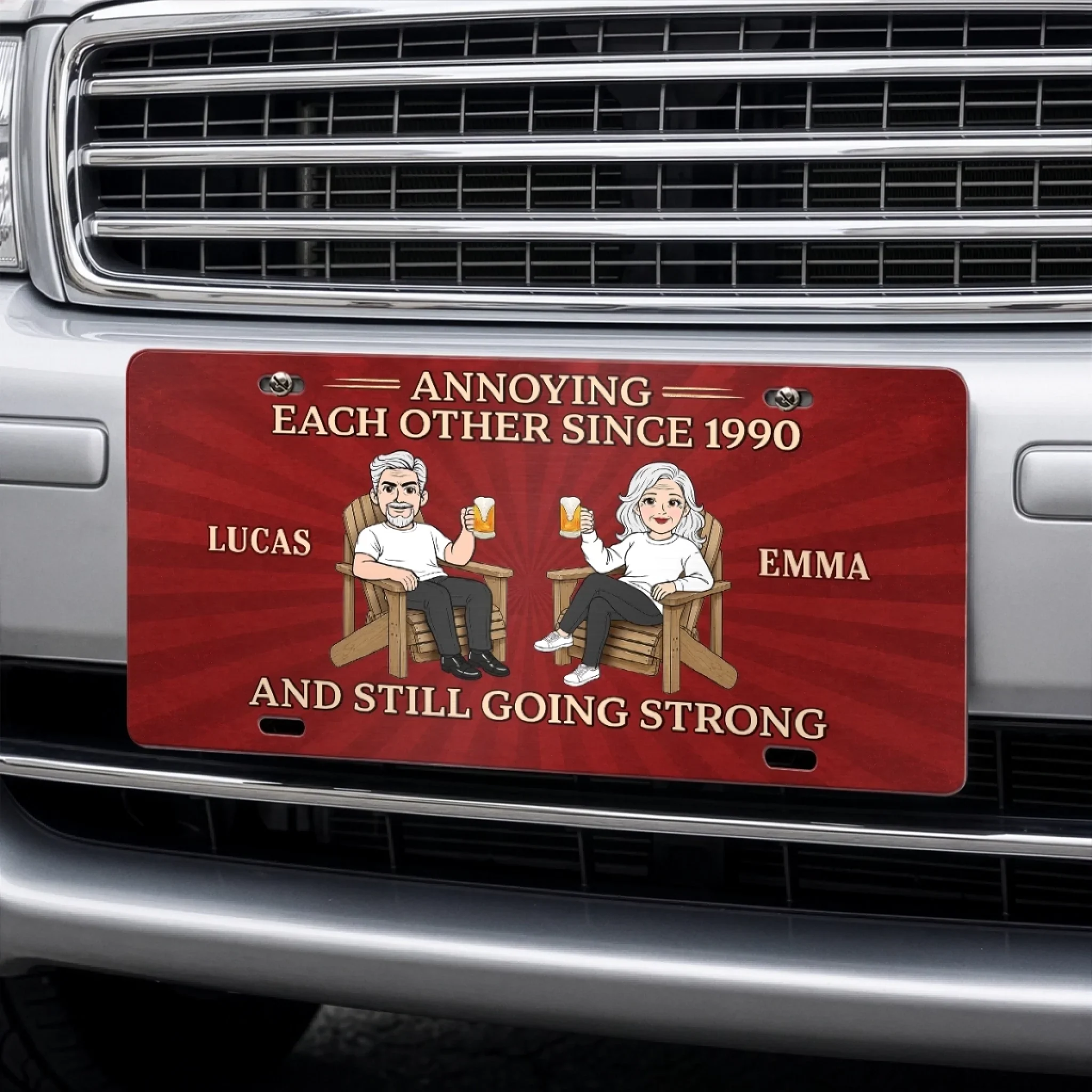 Custom License Plate - Personalized Anniversary Wedding Gifts For Husband And Wife, Him And Her   - Two Hearts, One Home