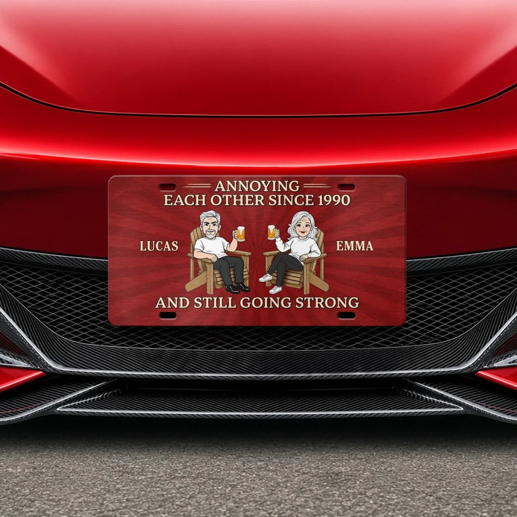 Custom License Plate - Personalized Anniversary Wedding Gifts For Husband And Wife, Him And Her   - Two Hearts, One Home