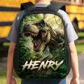 Custom Kids Front Printed Backpack - Personalized Back To School Gifts For Kids - Dino School Crew
