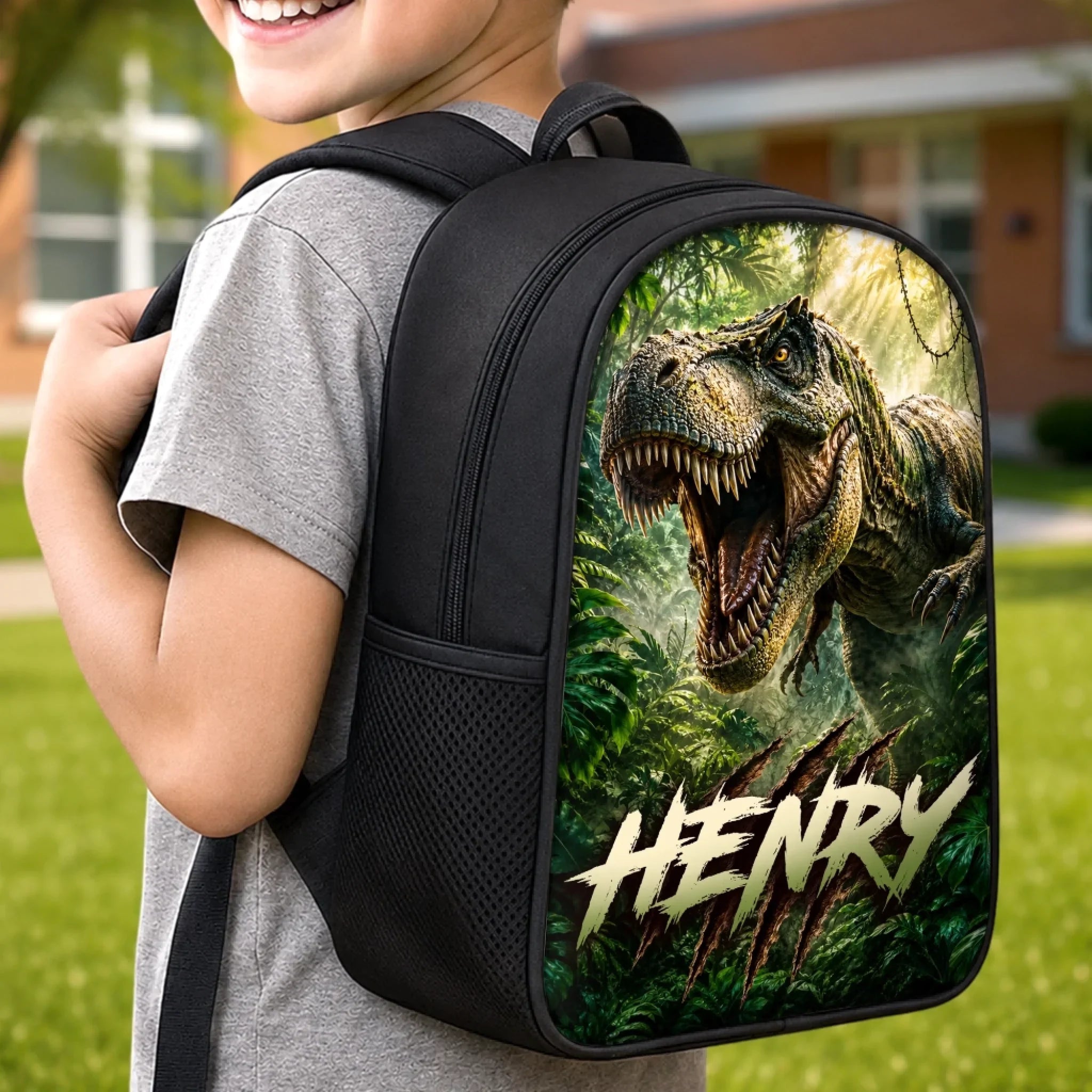 Custom Kids Front Printed Backpack - Personalized Back To School Gifts For Kids - Dino School Crew
