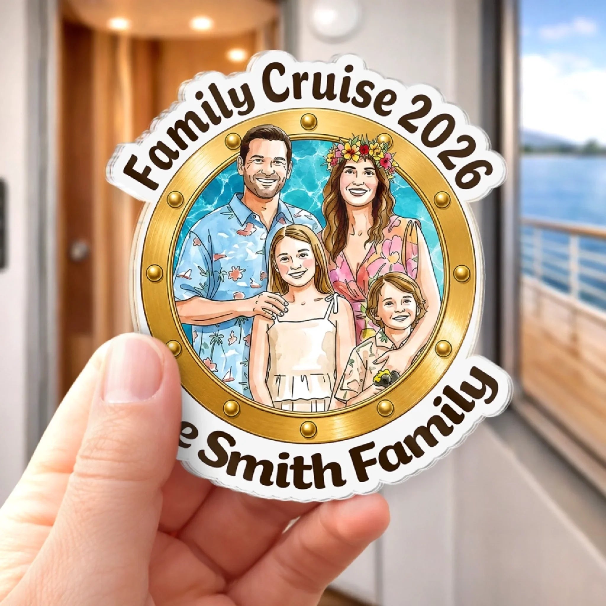 Custom Photo Cruise Ship Door Magnet - Personalized Summer Vacation And Travel Gifts For Mom, Dad, Brother, Sister - Cruising Together
