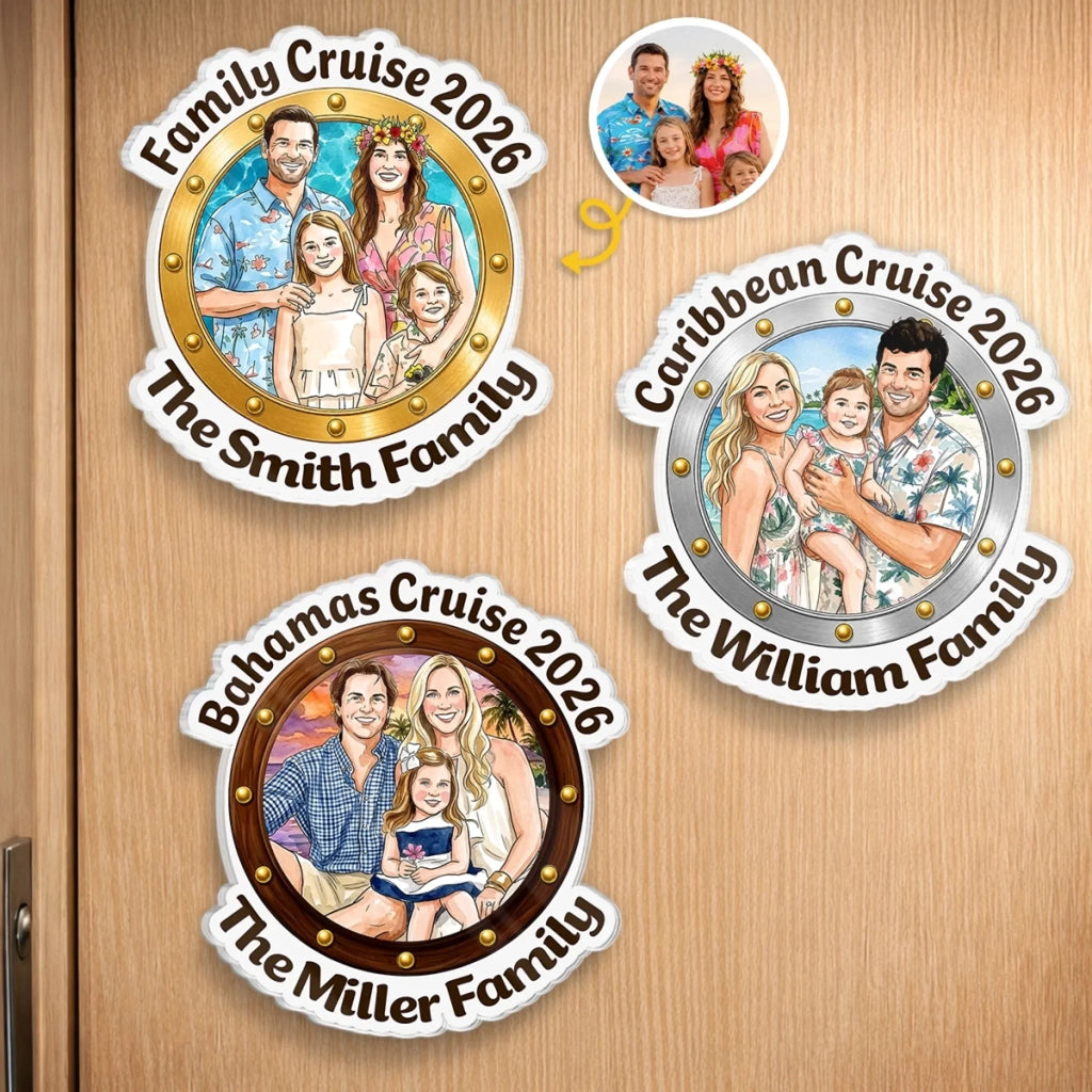 Custom Photo Cruise Ship Door Magnet - Personalized Summer Vacation And Travel Gifts For Mom, Dad, Brother, Sister - Cruising Together
