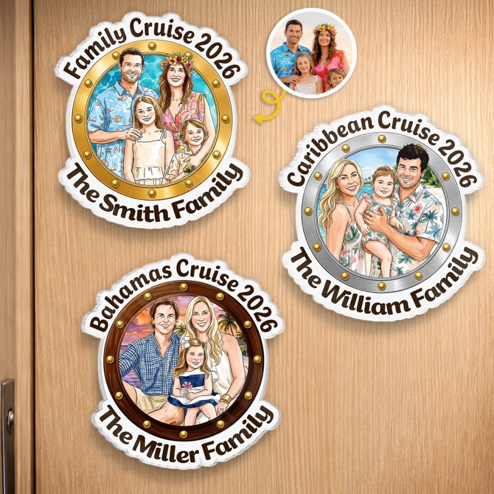 Custom Photo Cruise Ship Door Magnet - Personalized Summer Vacation And Travel Gifts For Mom, Dad, Brother, Sister - Cruising Together