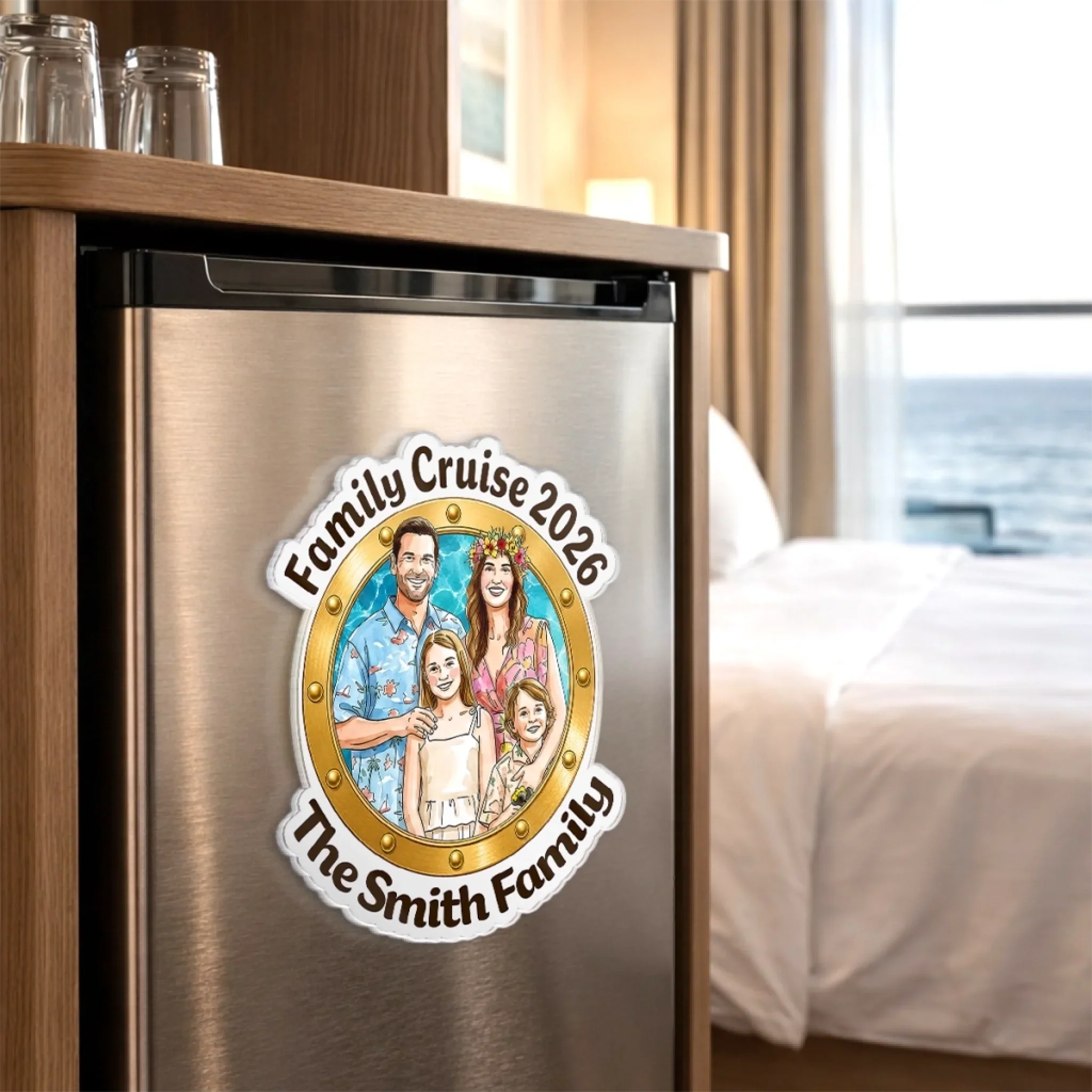 Custom Photo Cruise Ship Door Magnet - Personalized Summer Vacation And Travel Gifts For Mom, Dad, Brother, Sister - Cruising Together