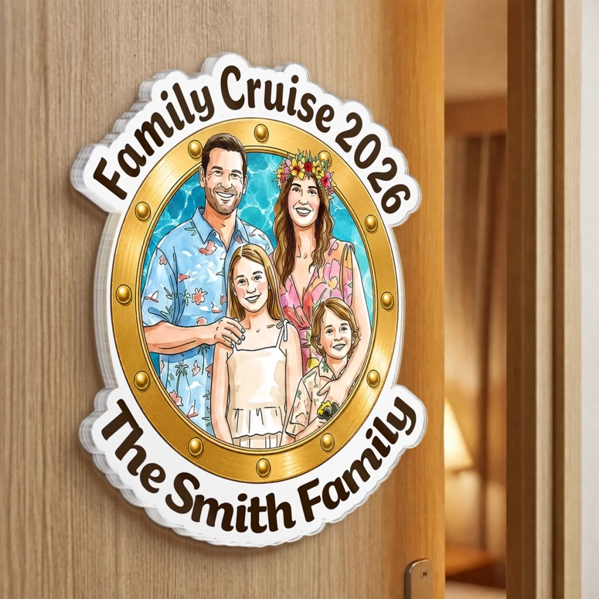 Custom Photo Cruise Ship Door Magnet - Personalized Summer Vacation And Travel Gifts For Mom, Dad, Brother, Sister - Cruising Together