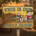 Custom Home Decor Metal Sign - Personalized Summer Vacation And Travel Gifts For Husband And Wife, Him And Her - Sunshine, Cold Drinks, Happy Us