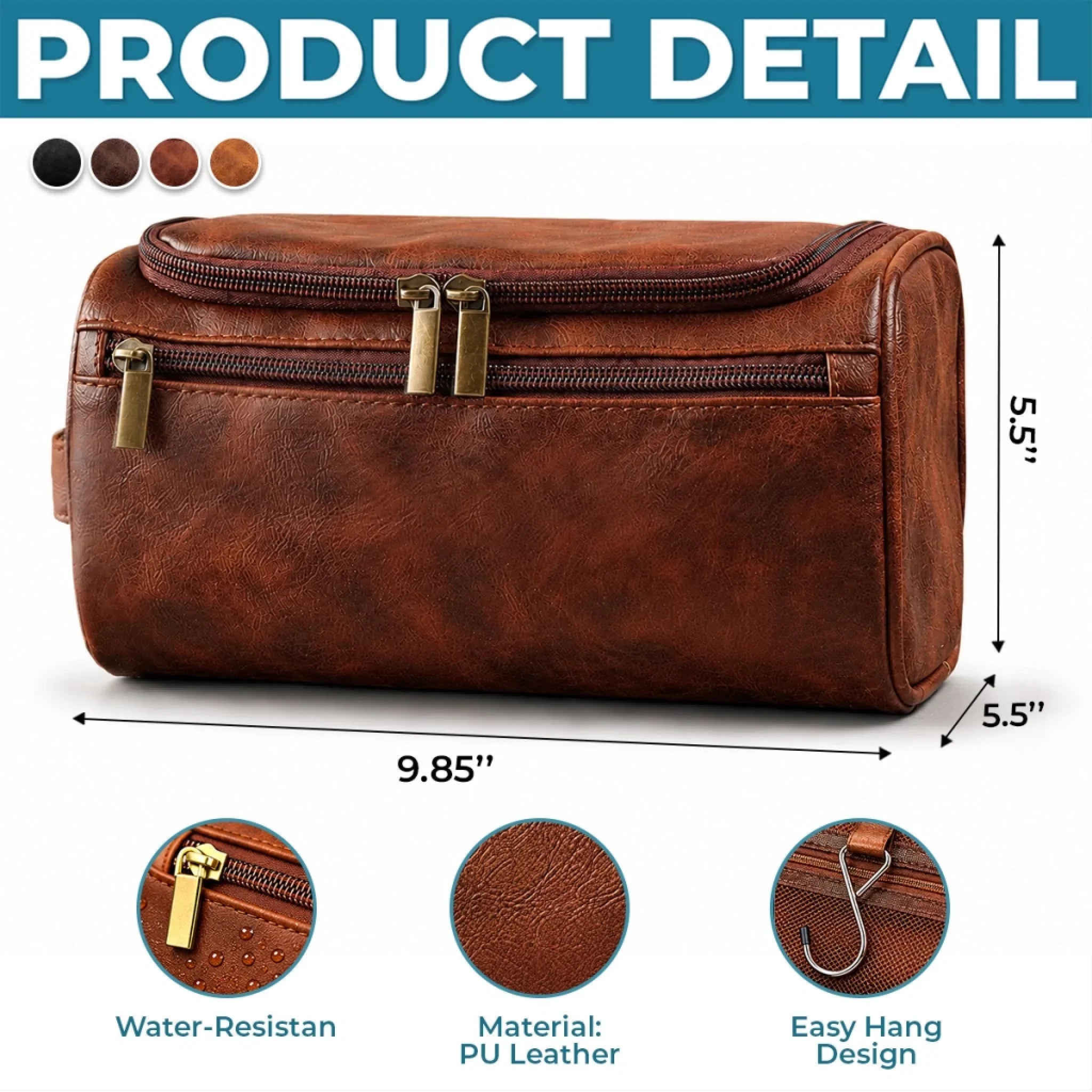 Custom Leather Toiletry Bag - Personalized Birthday Gifts For Son - Believe In Yourself