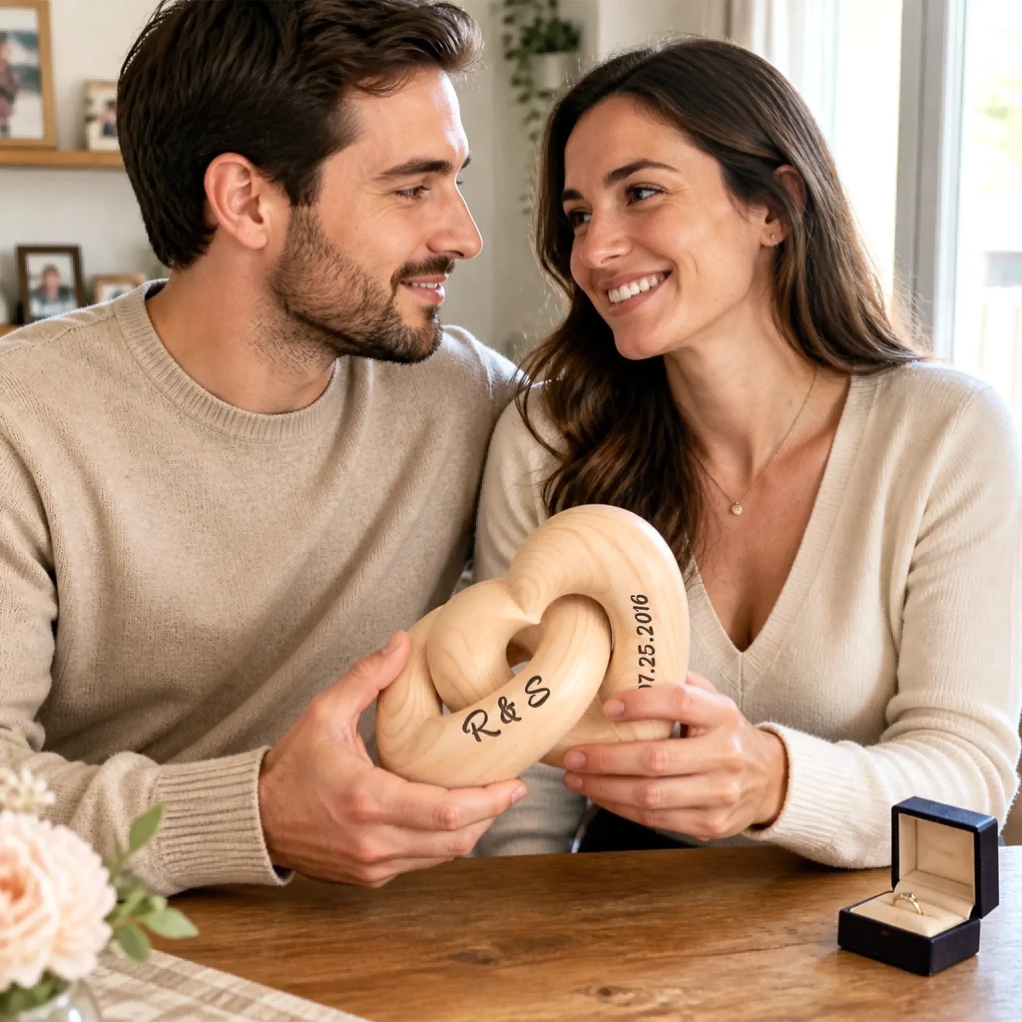 Custom Infinity Heart Sculpture - Personalized Anniversary Wedding Gifts For Husband And Wife, Him And Her - Our Love Story, Beautifully Connected