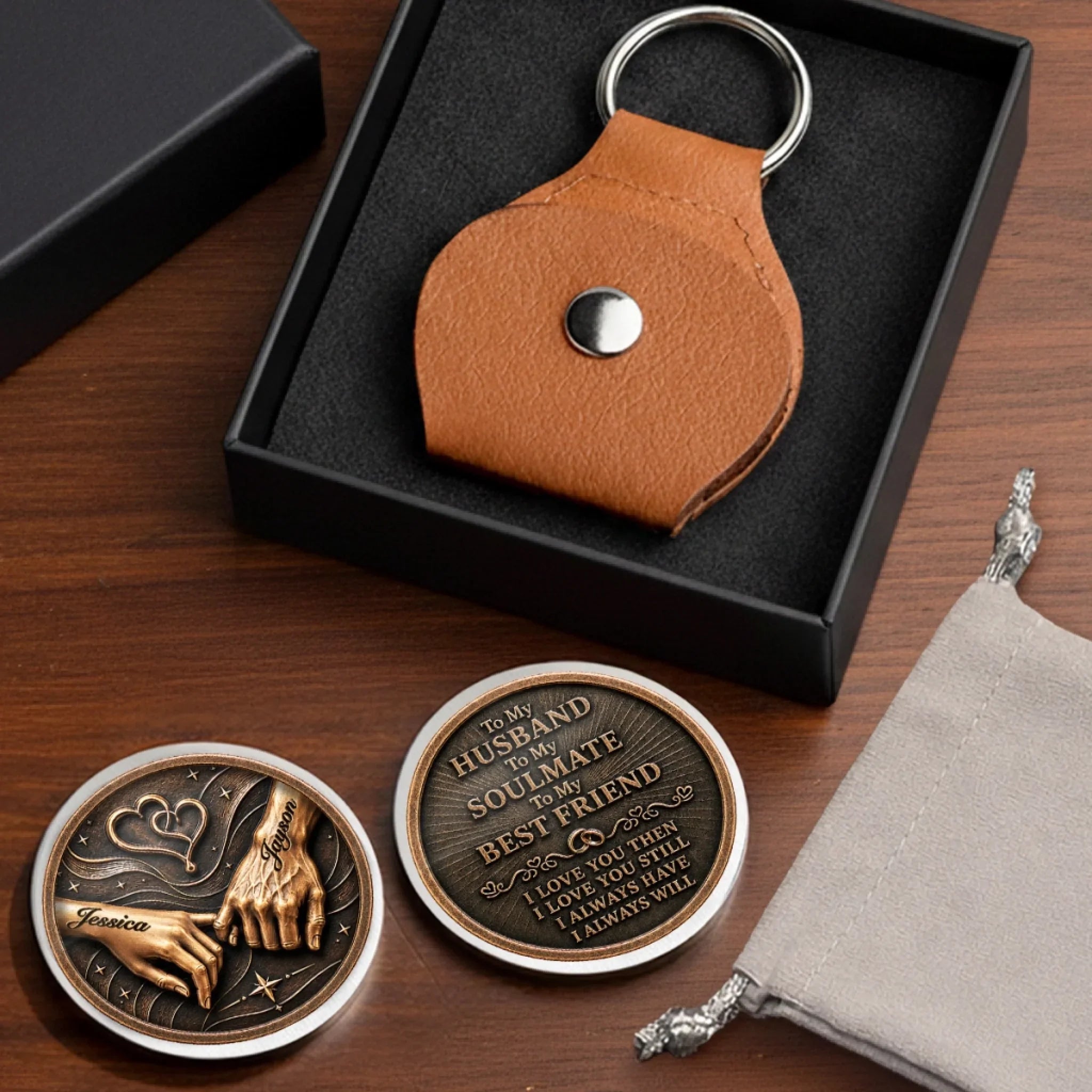Custom Pocket Hug - Personalized Anniversary Wedding Gifts For Husband And Wife, Him And Her - Love You To The Moon