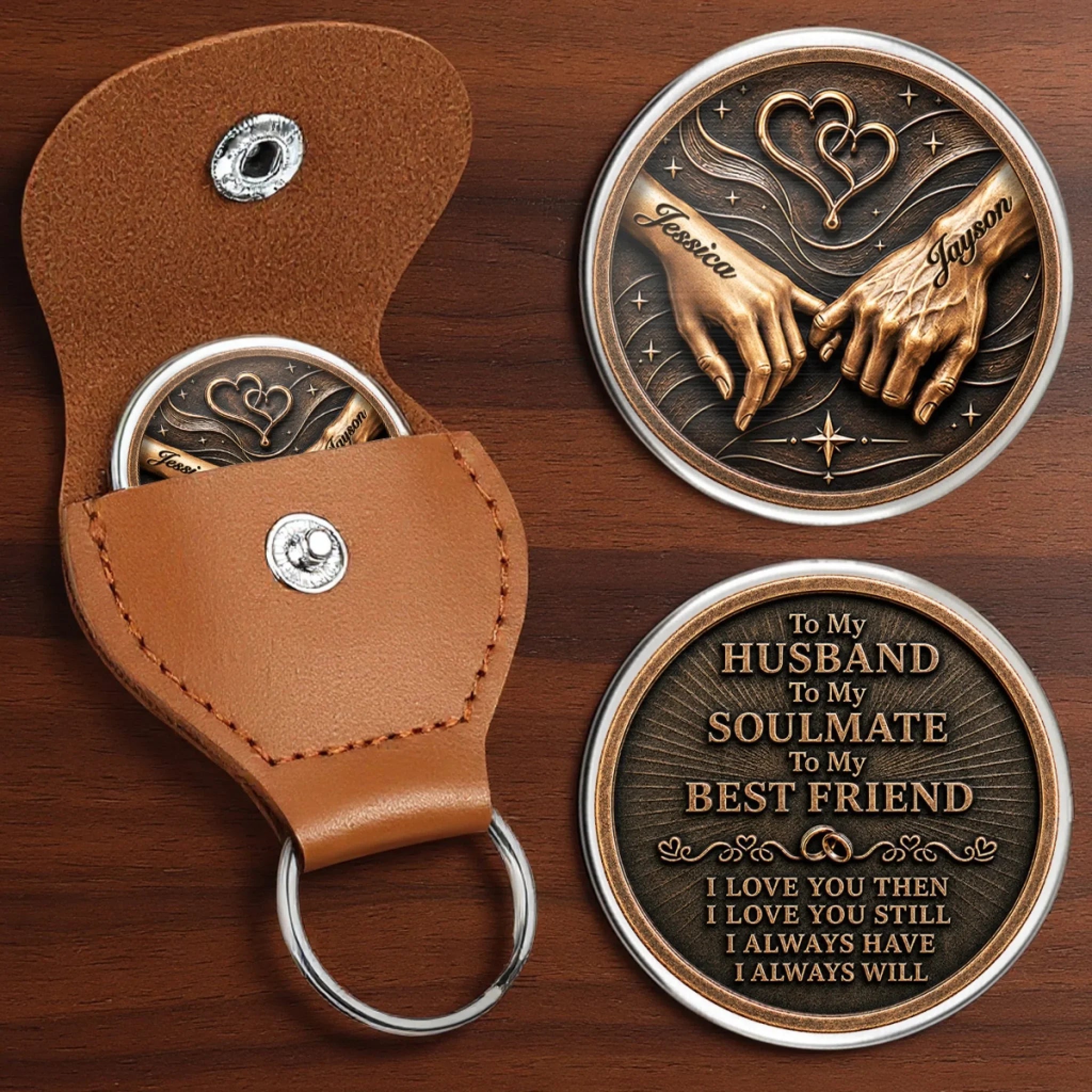 Custom Pocket Hug - Personalized Anniversary Wedding Gifts For Husband And Wife, Him And Her - Love You To The Moon
