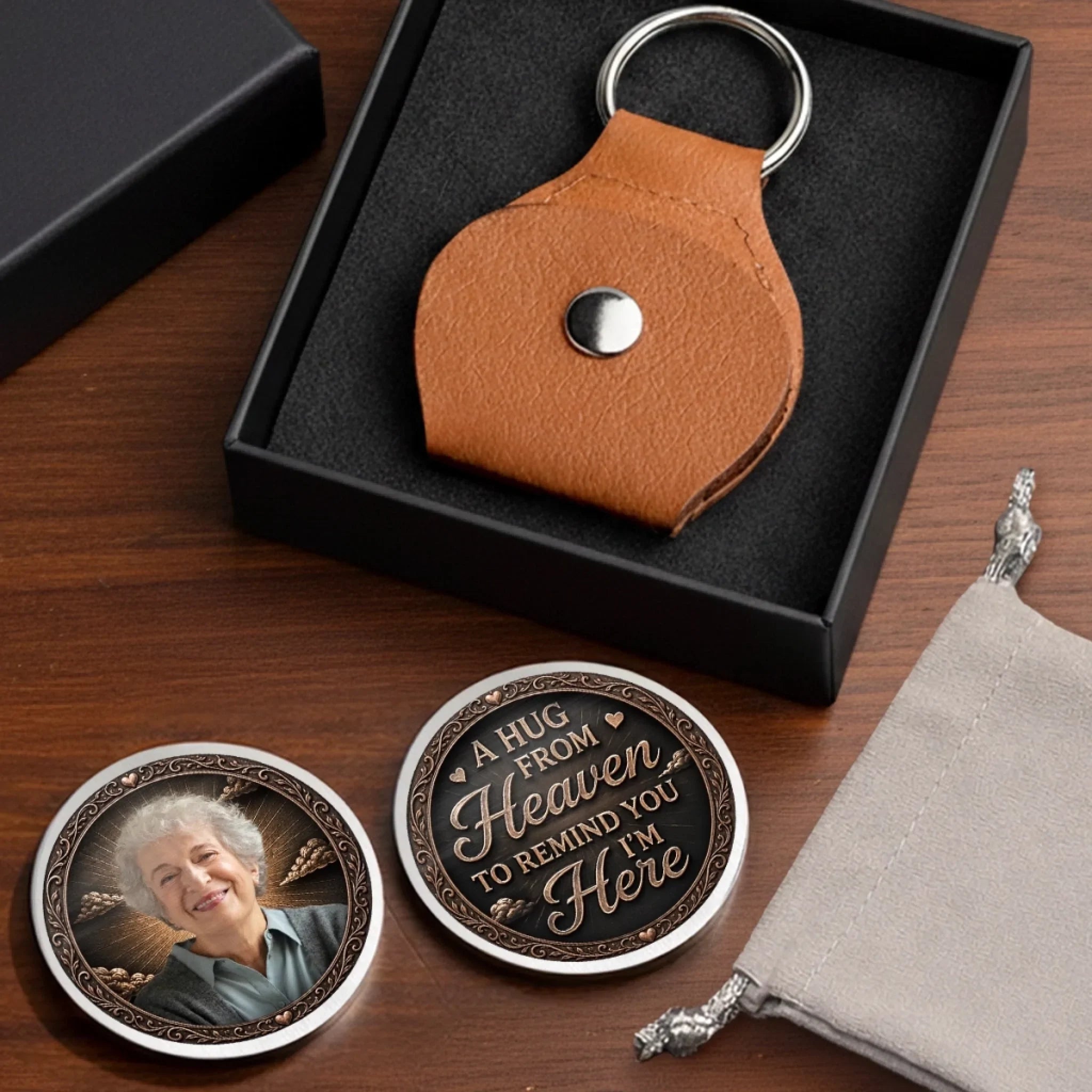 Custom Photo Pocket Hug - Personalized Memorial Sympathy Gifts For Loss Of Mom, Dad - Always Near, Forever Loved