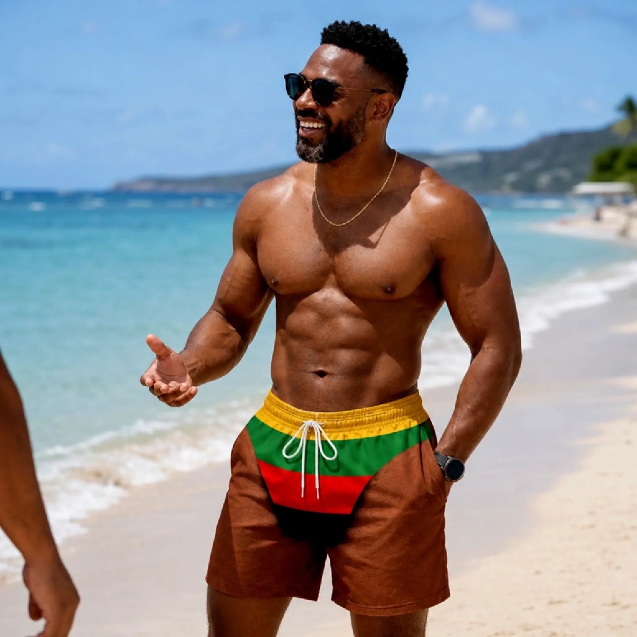 Custom Funny Men Swim Trunks - Personalized Summer Vacation And Travel Gifts For Husband, Son, Grandson, Yourself - Beach Legend