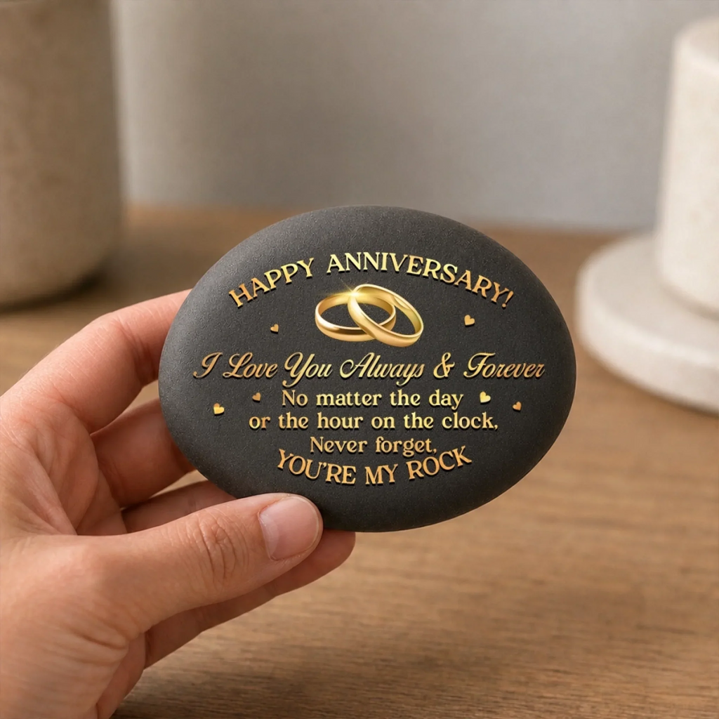 Custom Double-Sided Printed Rock - Personalized Anniversary Wedding Gifts For Husband And Wife, Him And Her - A Pinky Promise Meant For A Lifetime