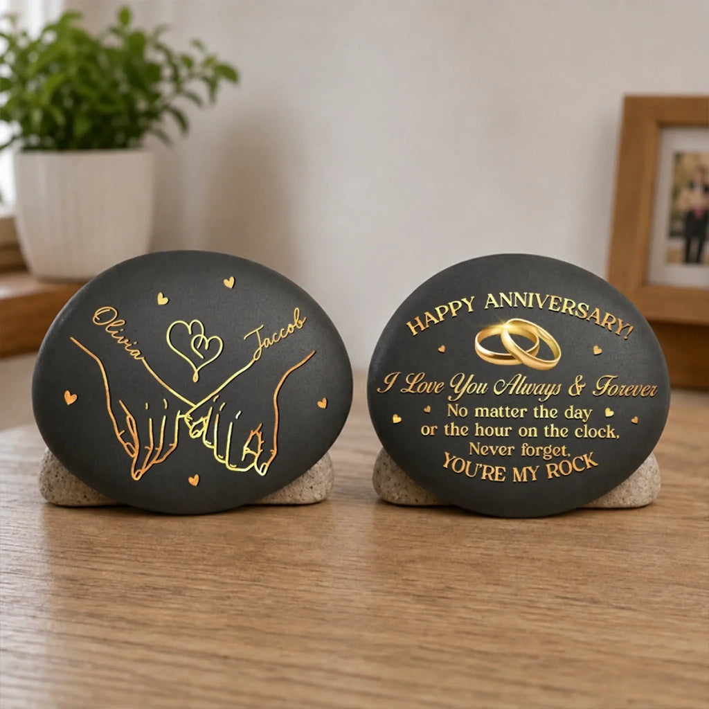 Custom Double-Sided Printed Rock - Personalized Anniversary Wedding Gifts For Husband And Wife, Him And Her - A Pinky Promise Meant For A Lifetime