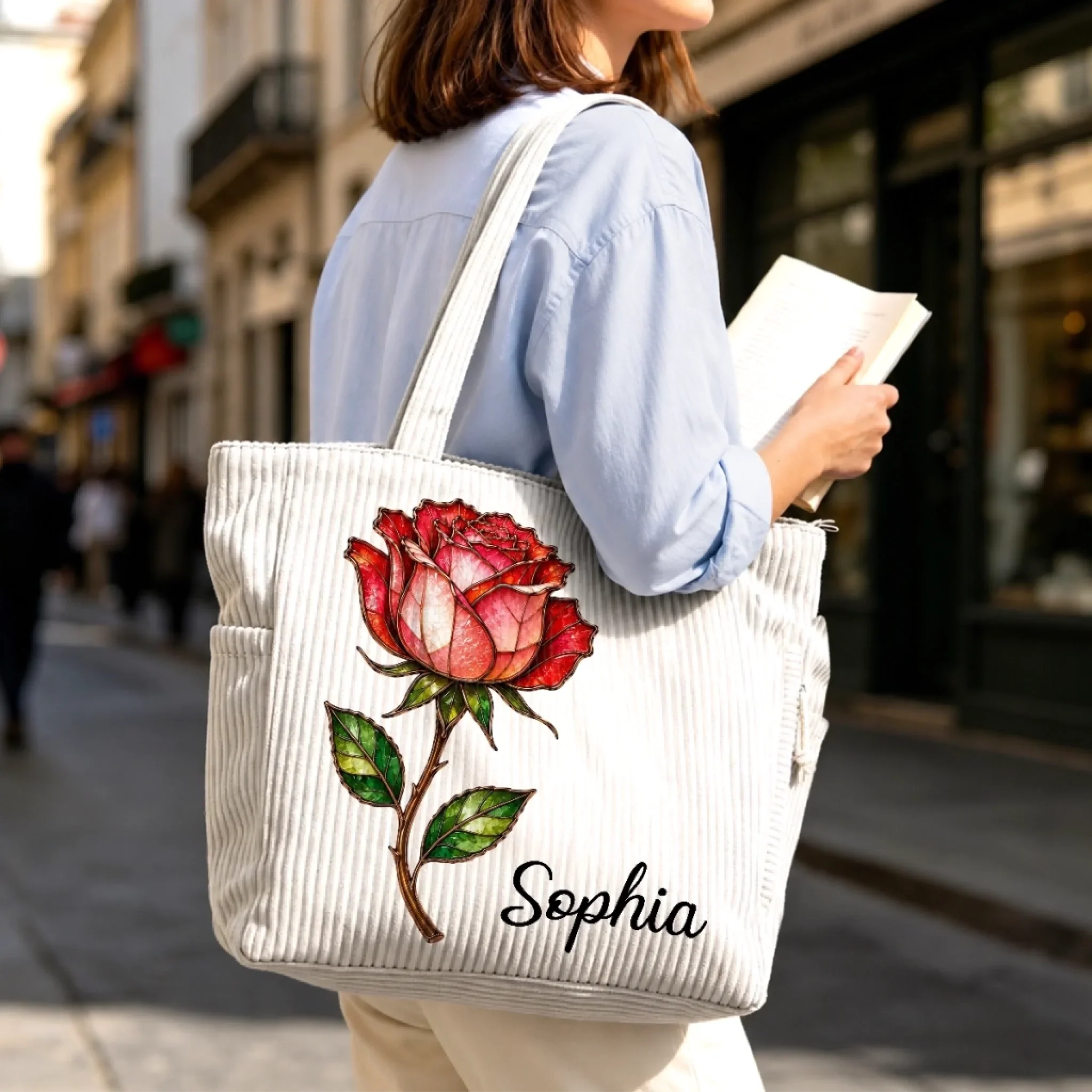 Custom Corduroy Tote Bag - Personalized Summer Vacation And Travel Gifts For Women, Besties, Sisters, BFF, Family, Yourself - Summer Looks Good On Me