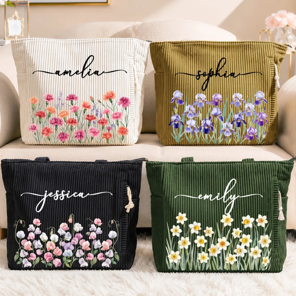 Custom Corduroy Tote Bag - Personalized Summer Vacation And Travel Gifts For Women, Besties, Sisters, BFF, Family, Yourself - Sunshine Is My Vibe
