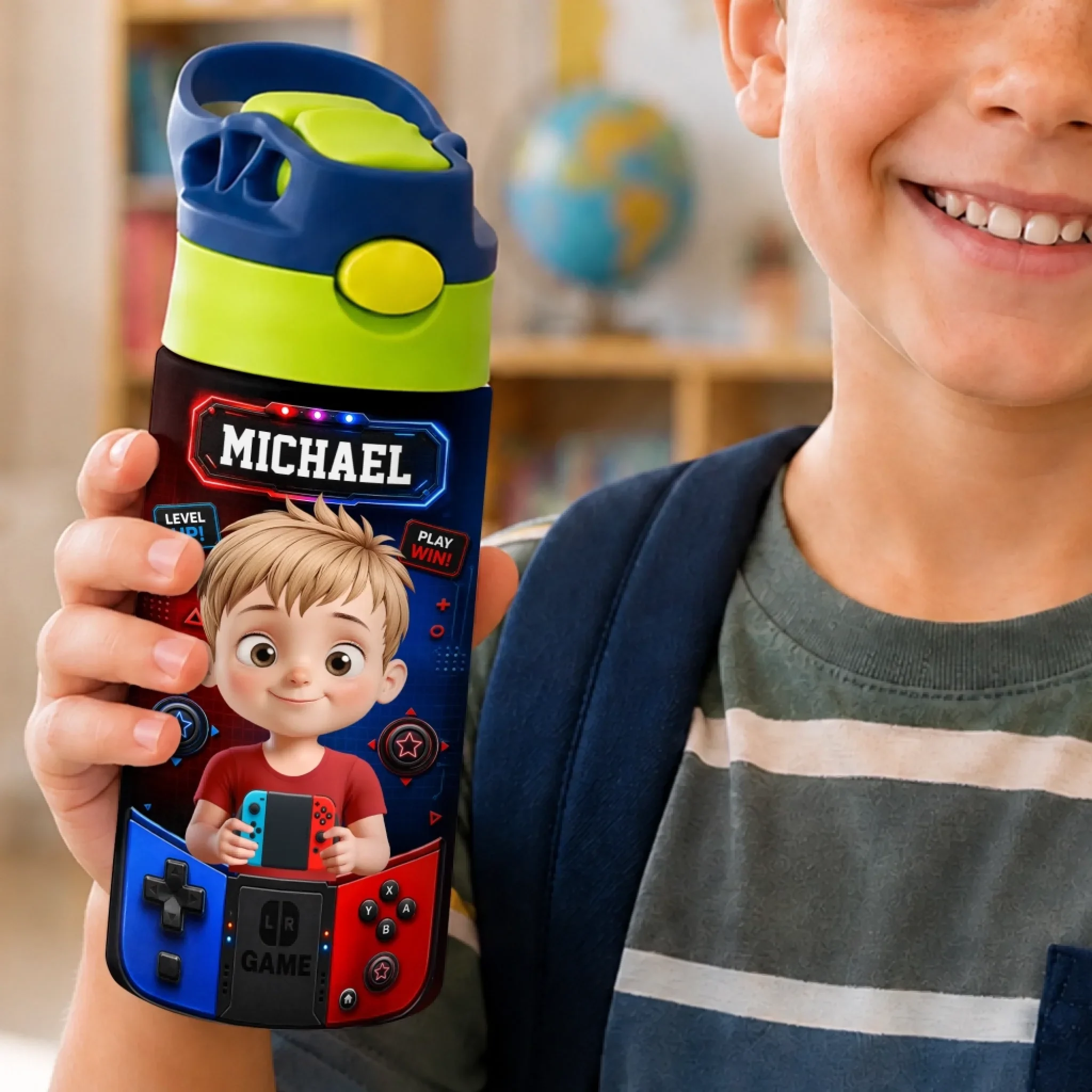 Custom Kids Insulated Water Bottle - Personalized Back To School Gifts For Kids - School Adventure Begins