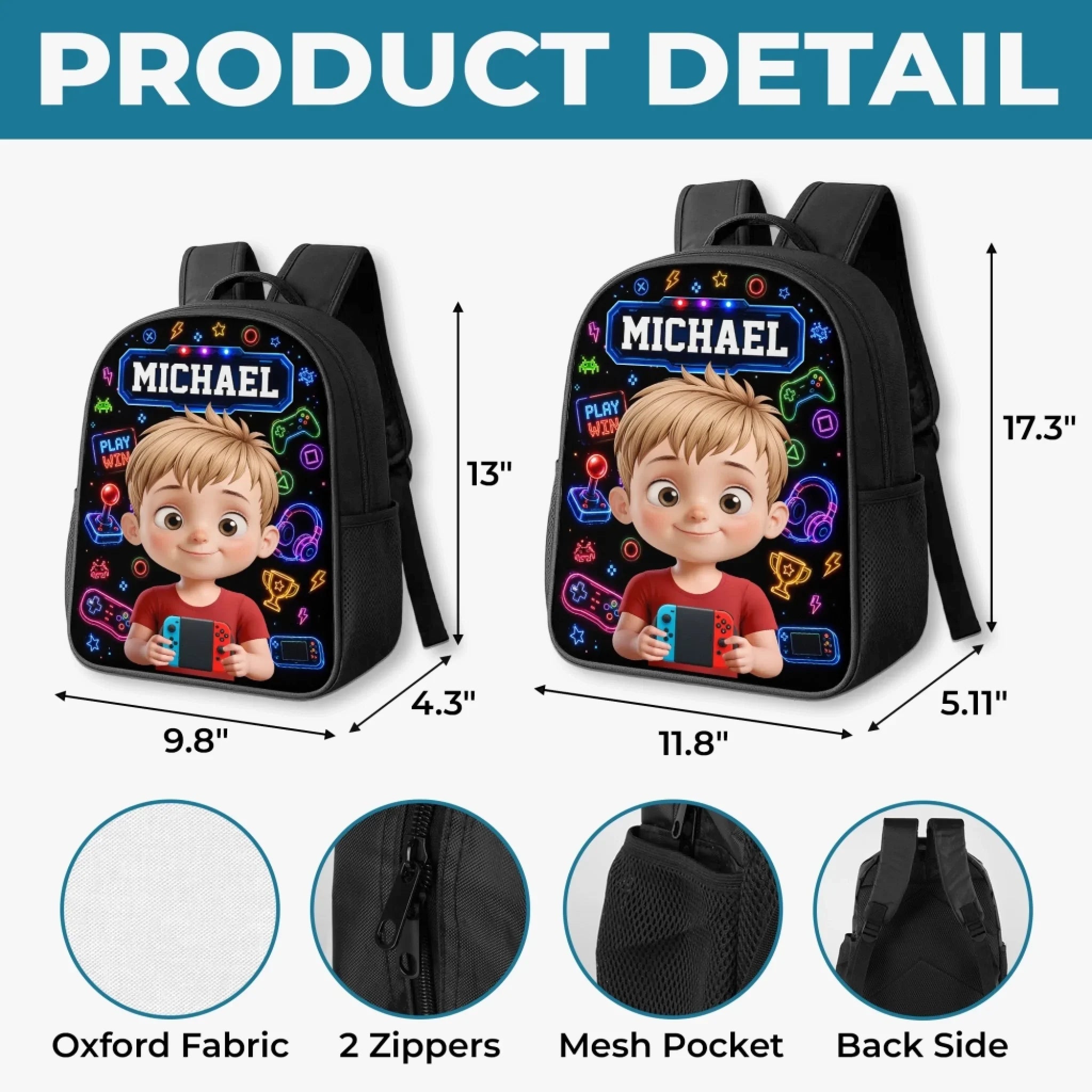 Custom Kids Front Printed Backpack - Personalized Back To School Gifts For Kids - Ready To Discover