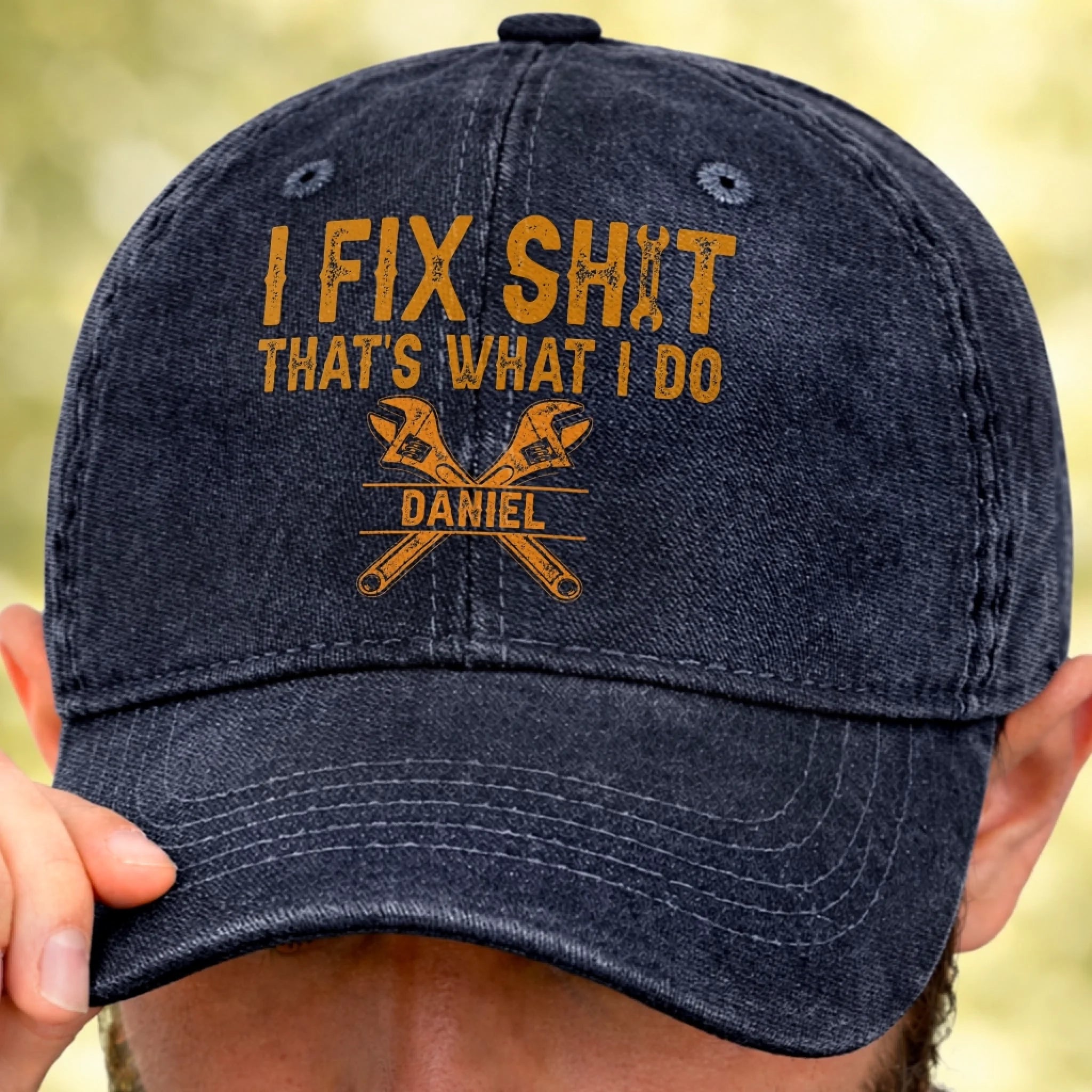 Custom Mechanic Cap -  Personalized Birthday Gifts For Husband, Son, Grandson, Yourself - Built By Hand