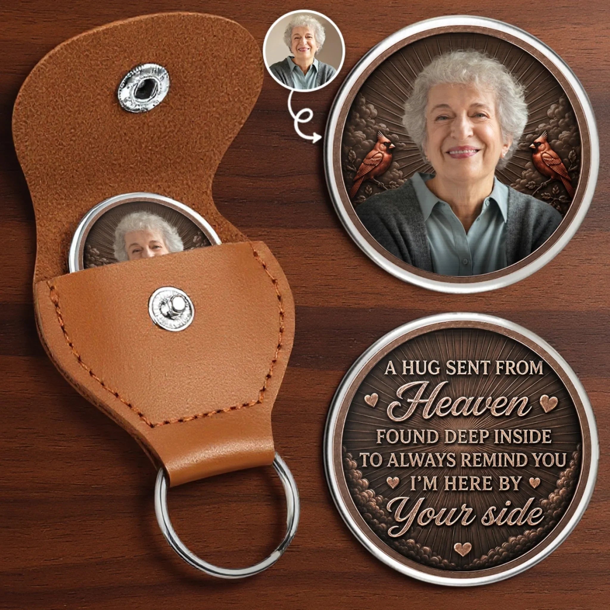 Custom Photo Pocket Hug - Personalized Memorial Sympathy Gifts For Loss Of Mom, Dad - A Heavenly Hug Just For You