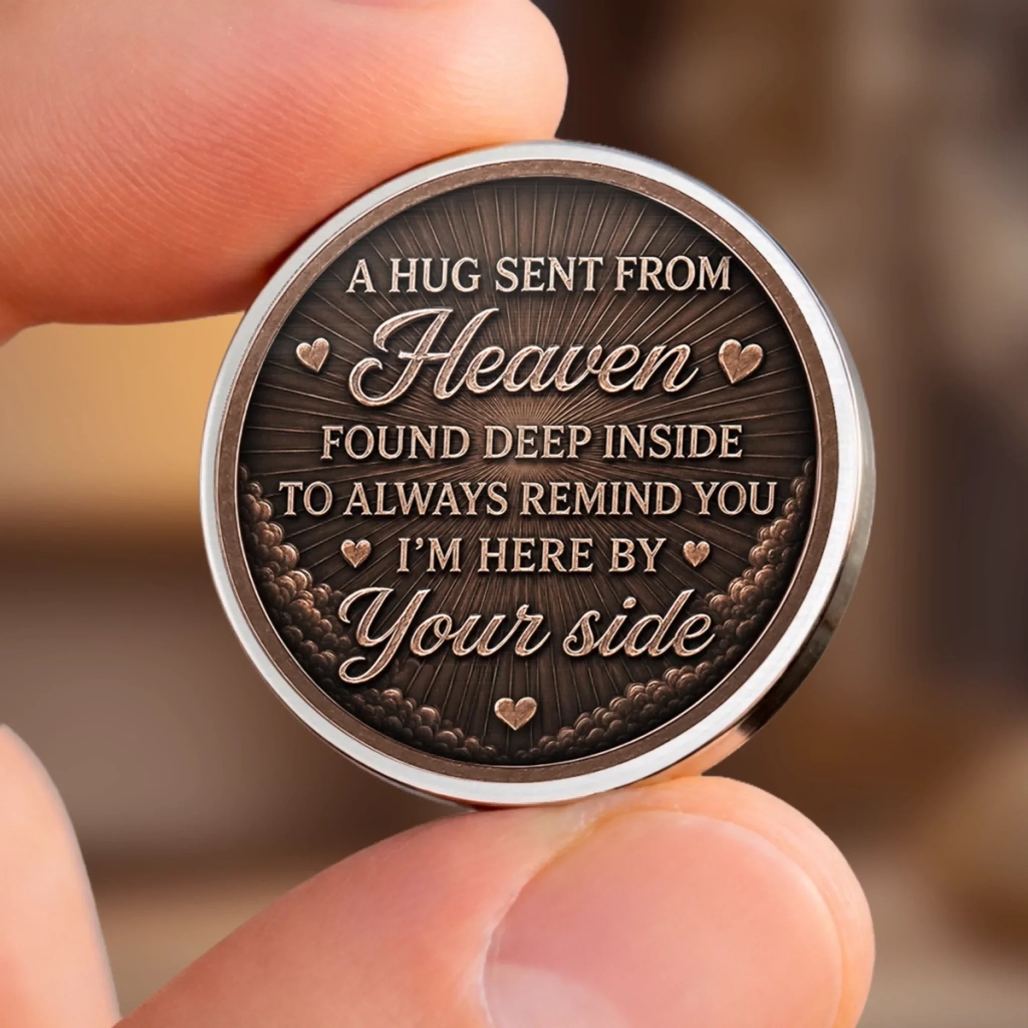 Custom Photo Pocket Hug - Personalized Memorial Sympathy Gifts For Loss Of Mom, Dad - A Heavenly Hug Just For You