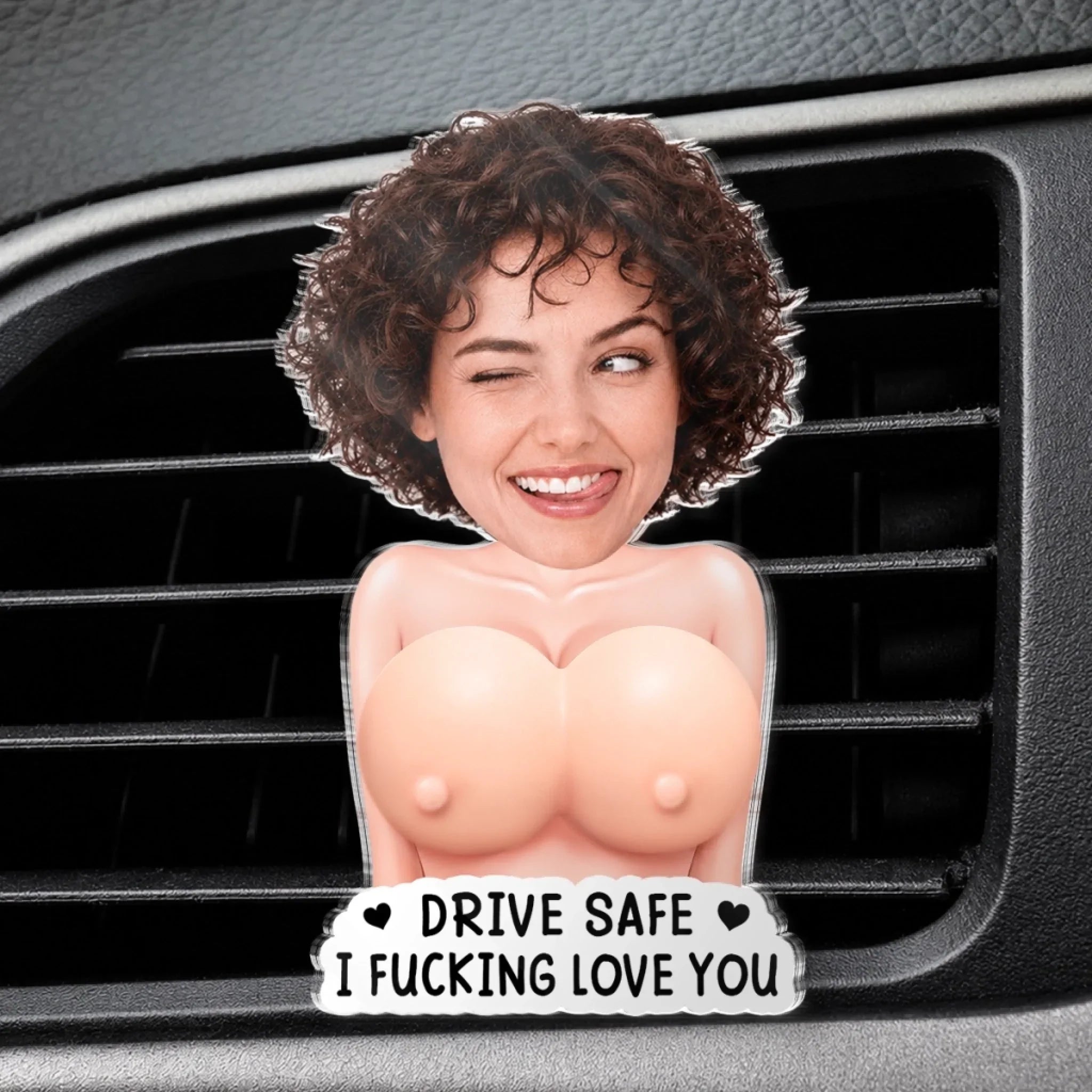 Custom Photo Squishy Acrylic Car Vent Clip - Personalized Anniversary Wedding Gifts For Husband And Wife, Him And Her - Wink If You Love This
