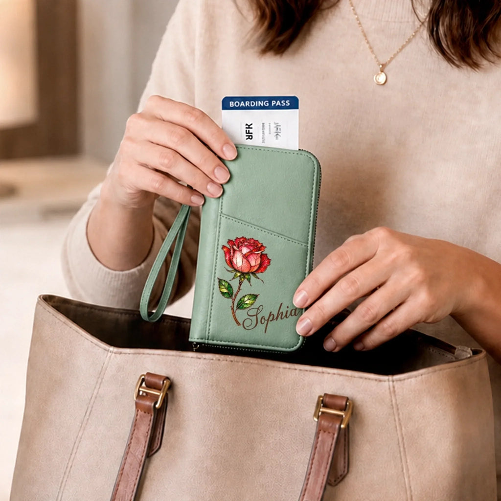 Custom Passport Holder Wallet - Personalized Summer Vacation And Travel Gifts For Wife, Daughter, Besties, Sisters, Granddaughter, Yourself - Adventure Looks Good