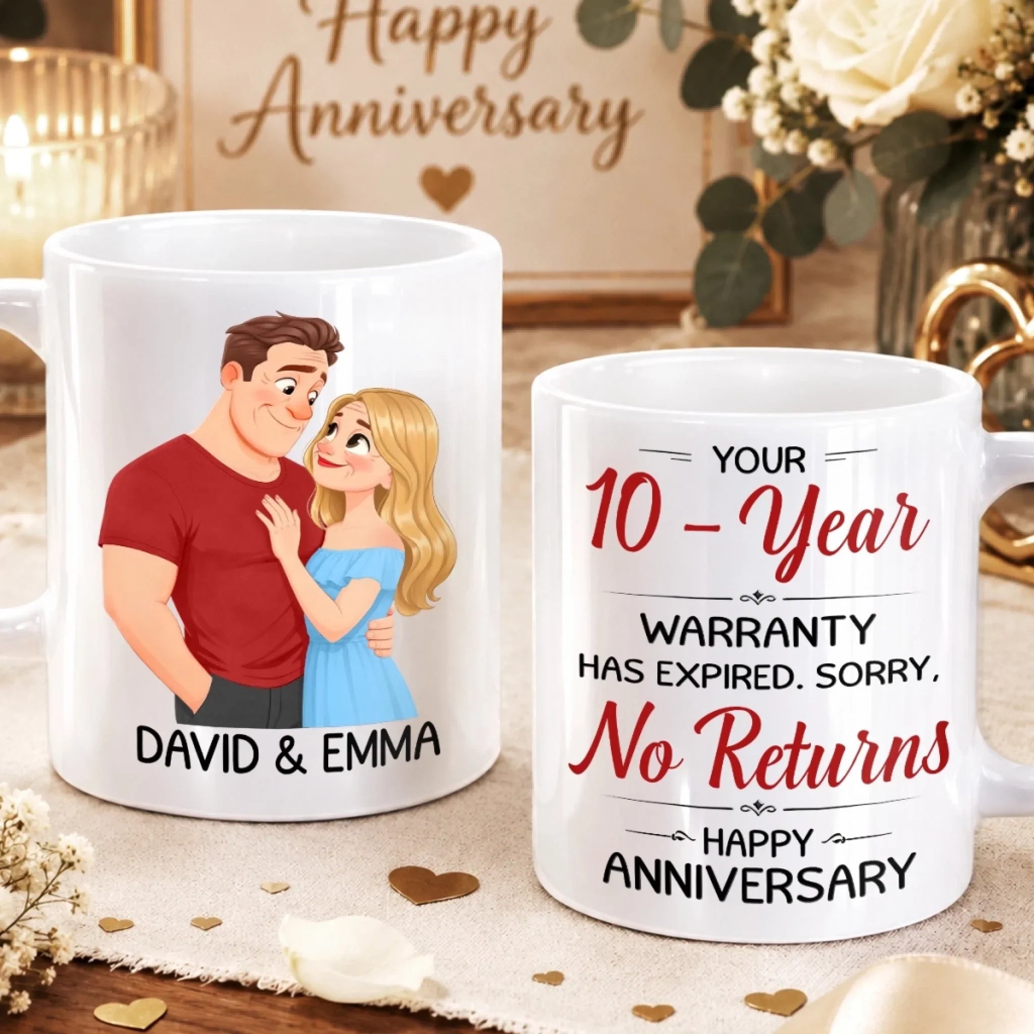 Custom Mug - Personalized Anniversary Wedding Gifts For Husband And Wife, Him And Her - No Returns, All Yours Forever