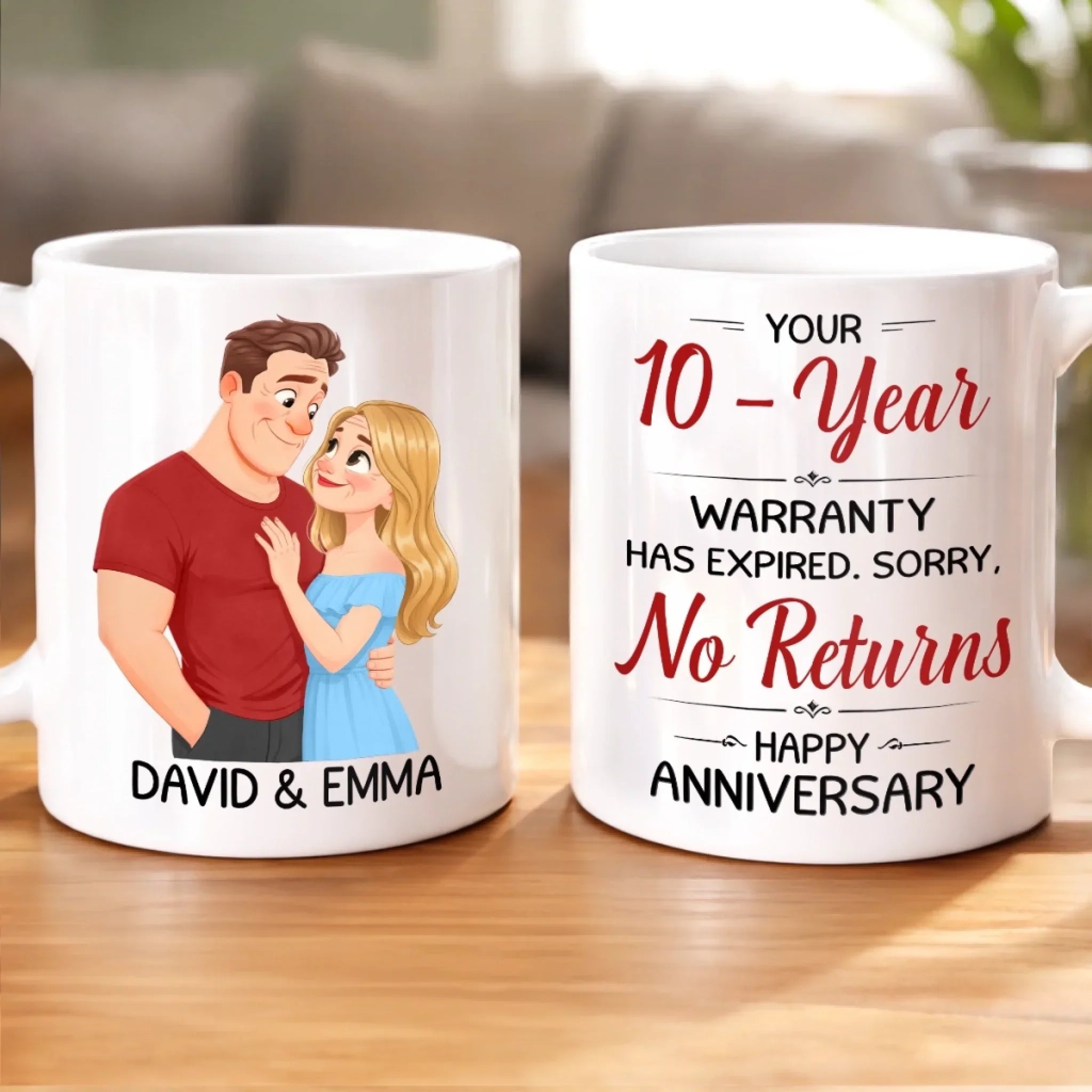 Custom Mug - Personalized Anniversary Wedding Gifts For Husband And Wife, Him And Her - No Returns, All Yours Forever