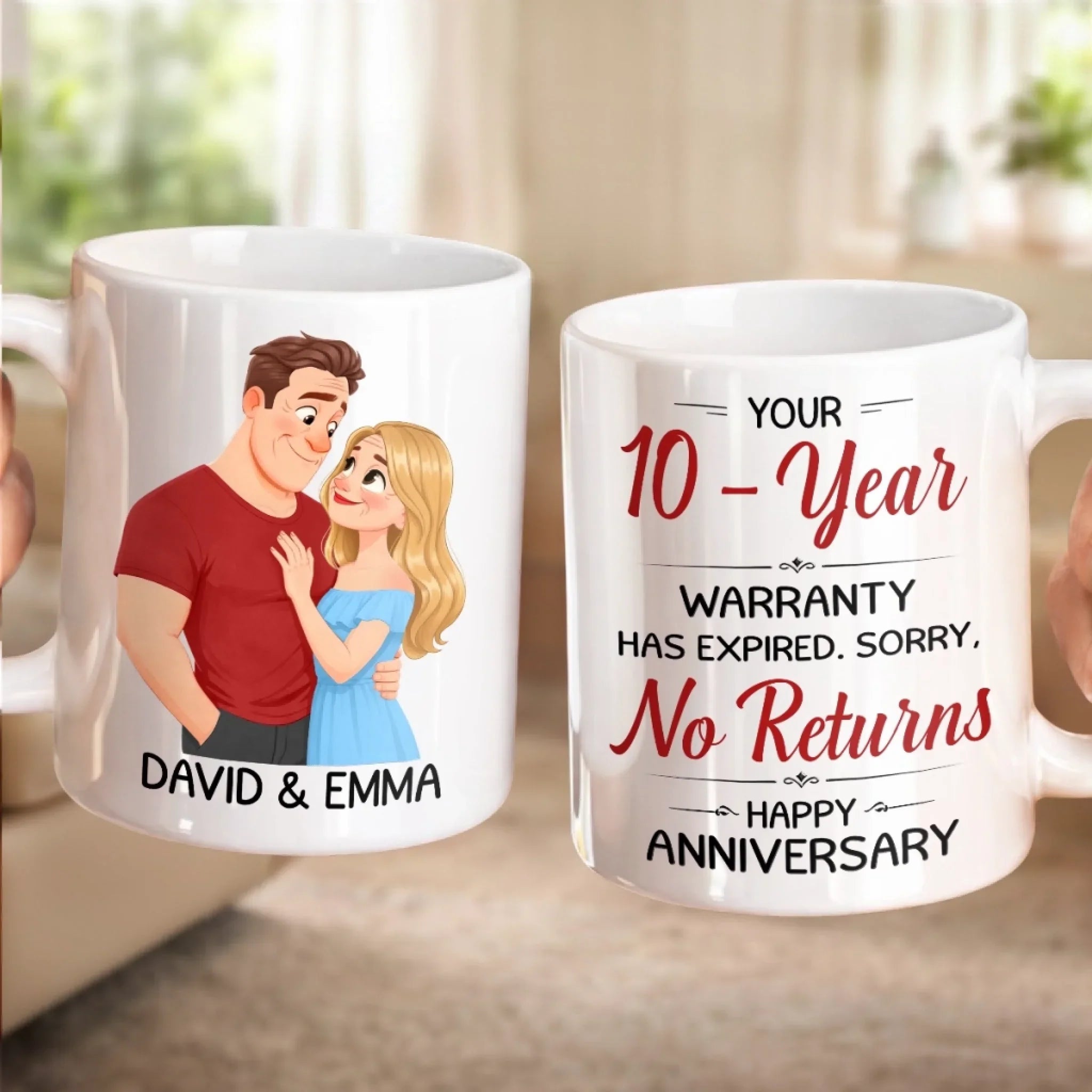 Custom Mug - Personalized Anniversary Wedding Gifts For Husband And Wife, Him And Her - No Returns, All Yours Forever