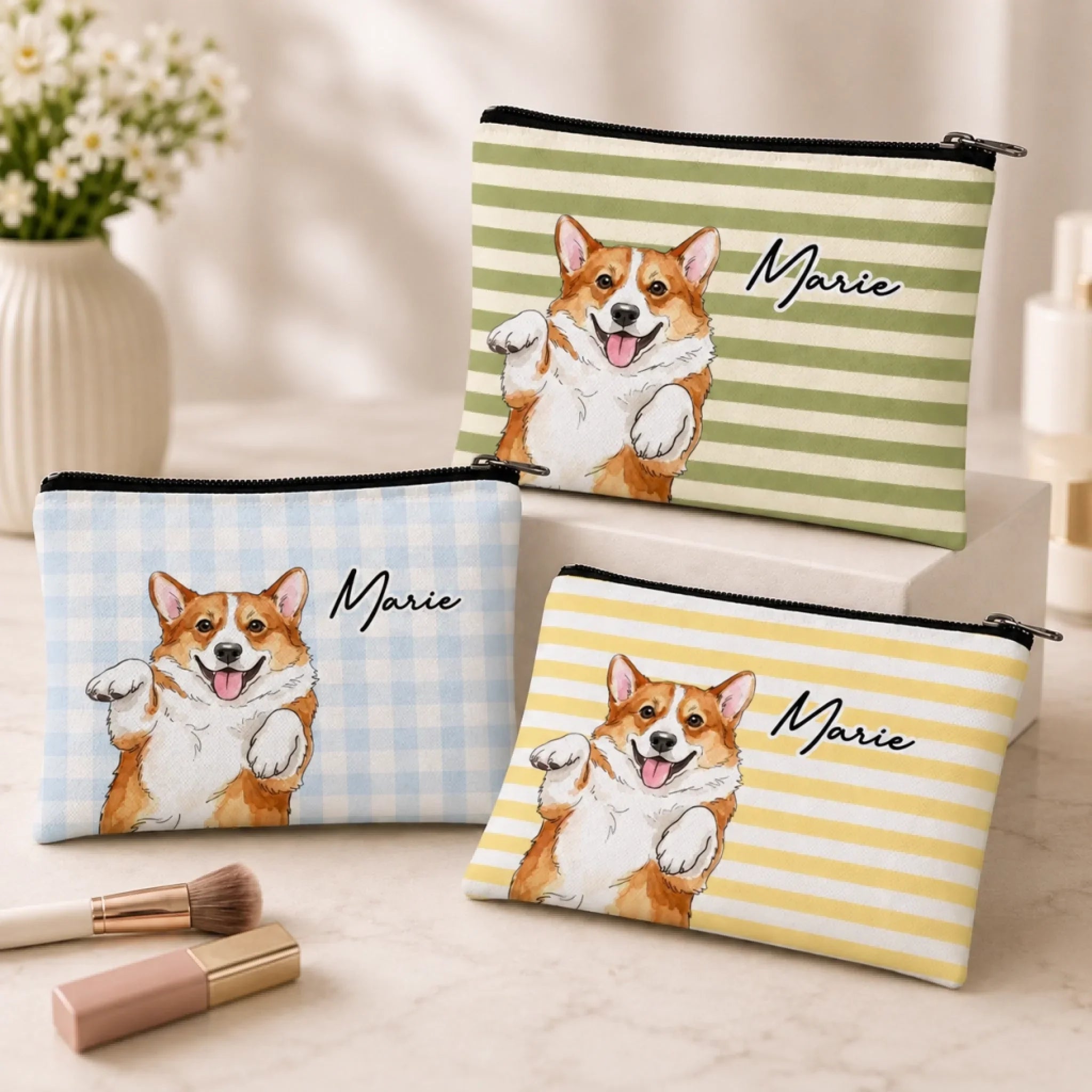 Custom Photo Cosmetic Bag - Personalized Birthday Gifts For Dog Cat Lovers, Dog Dad And Mom, Cat Owners - Stay Pawsitive