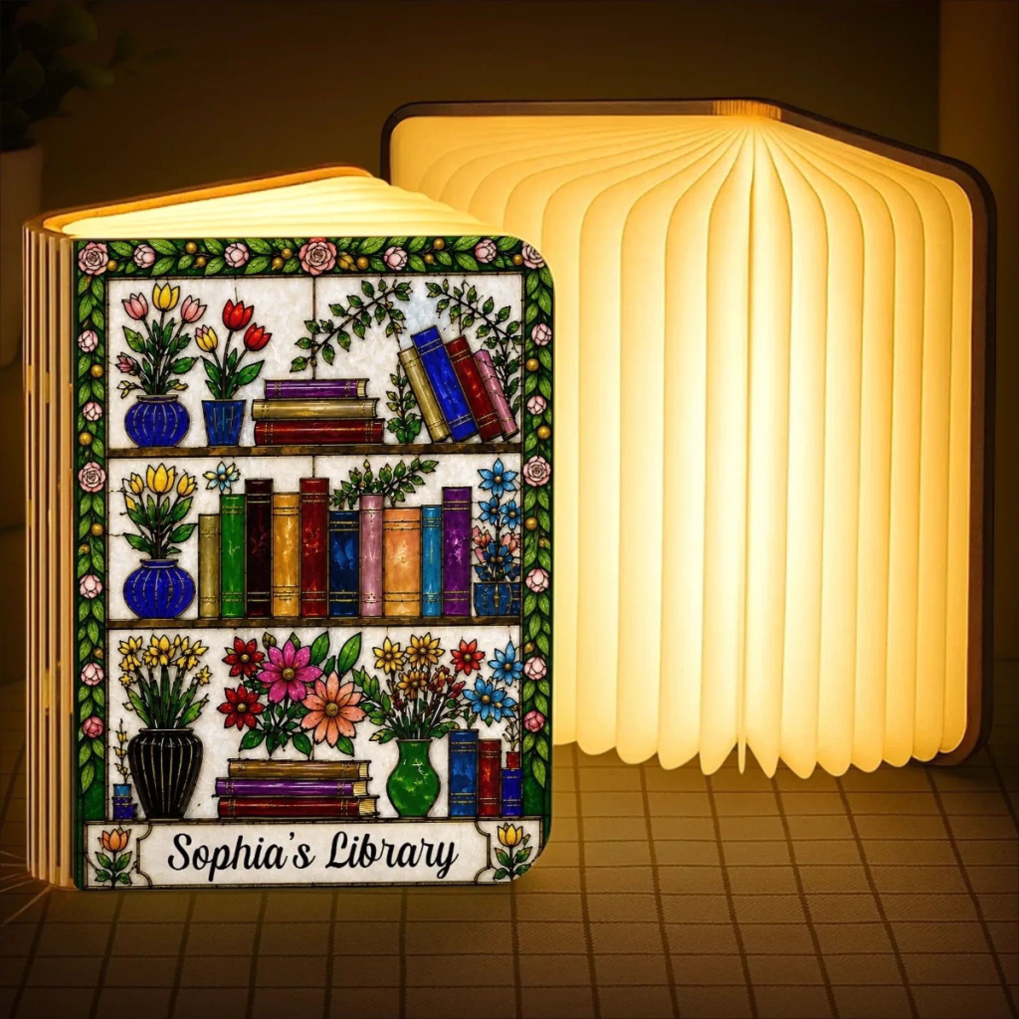 Custom Foldable LED Magic Book Lamp - Personalized Bookish Gifts For Book Lovers, Bookworms, Readers - Just Me and My Book