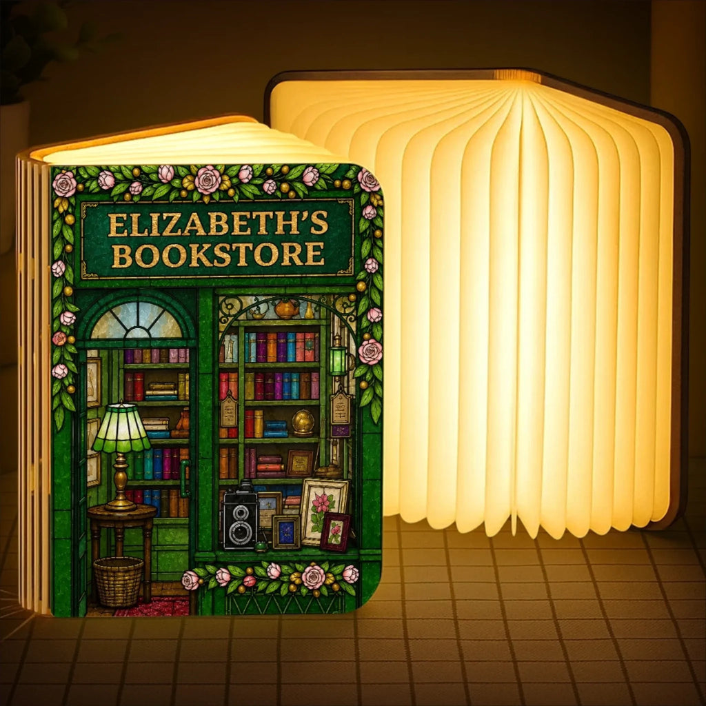 Custom Foldable LED Magic Book Lamp - Personalized Bookish Gifts For Book Lovers, Bookworms, Readers - Every Night, A New Story