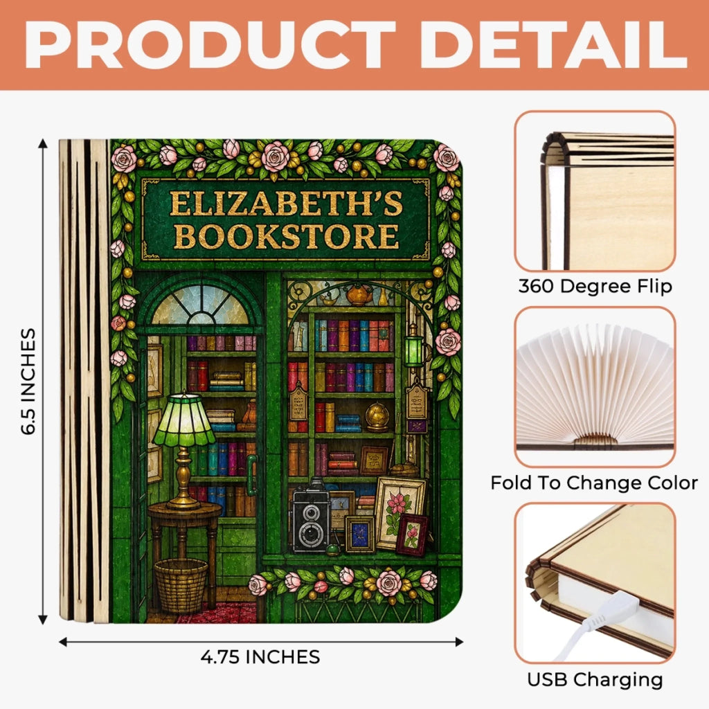Custom Foldable LED Magic Book Lamp - Personalized Bookish Gifts For Book Lovers, Bookworms, Readers - Every Night, A New Story