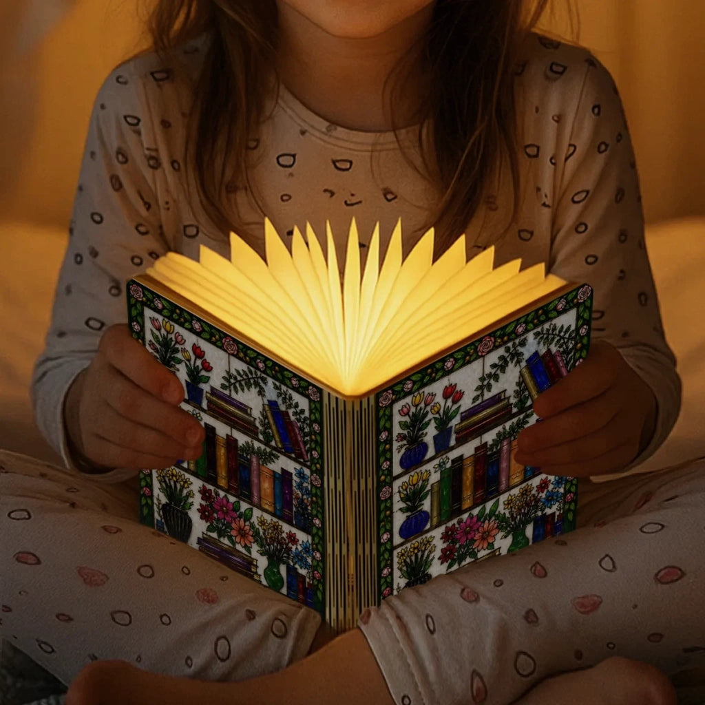 Custom Foldable LED Magic Book Lamp - Personalized Bookish Gifts For Book Lovers, Bookworms, Readers - Just Me and My Book