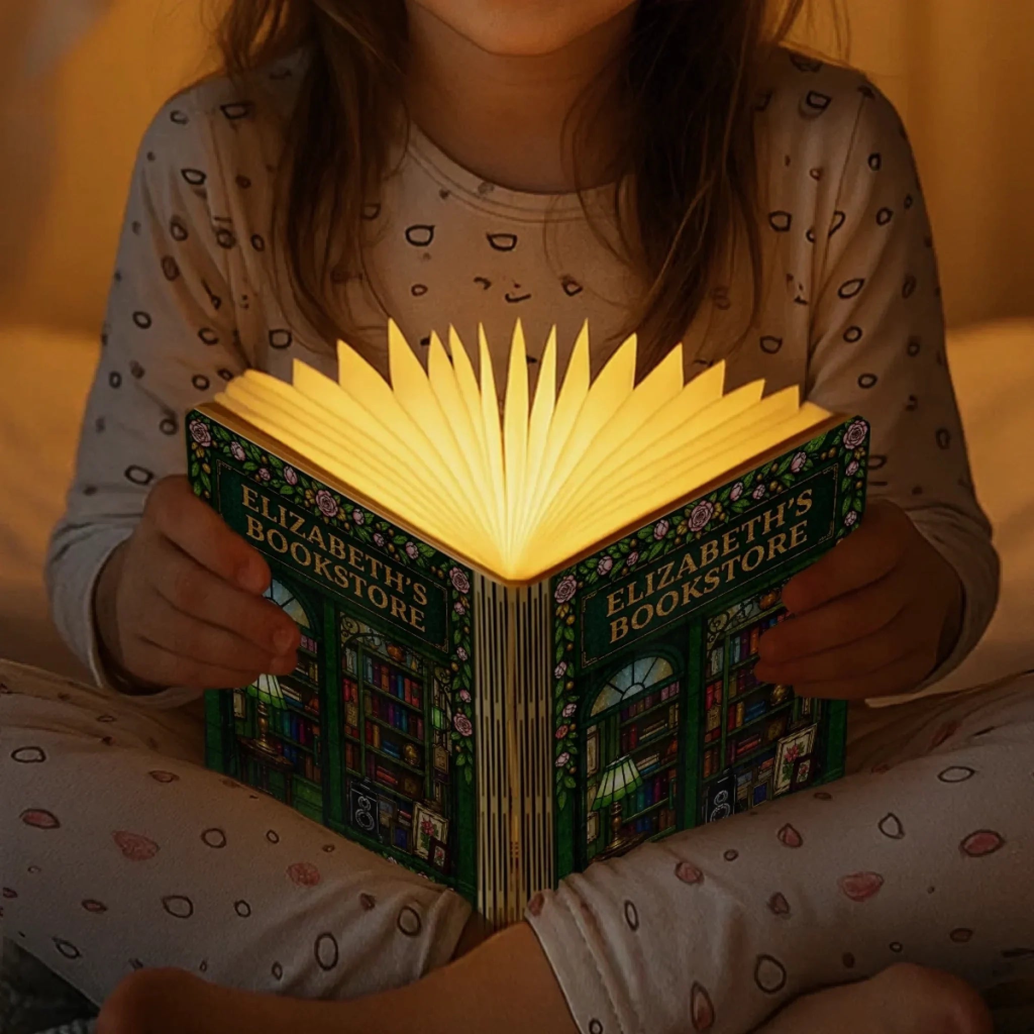 Custom Foldable LED Magic Book Lamp - Personalized Bookish Gifts For Book Lovers, Bookworms, Readers - Every Night, A New Story