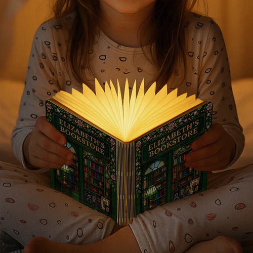 Custom Foldable LED Magic Book Lamp - Personalized Bookish Gifts For Book Lovers, Bookworms, Readers - Every Night, A New Story