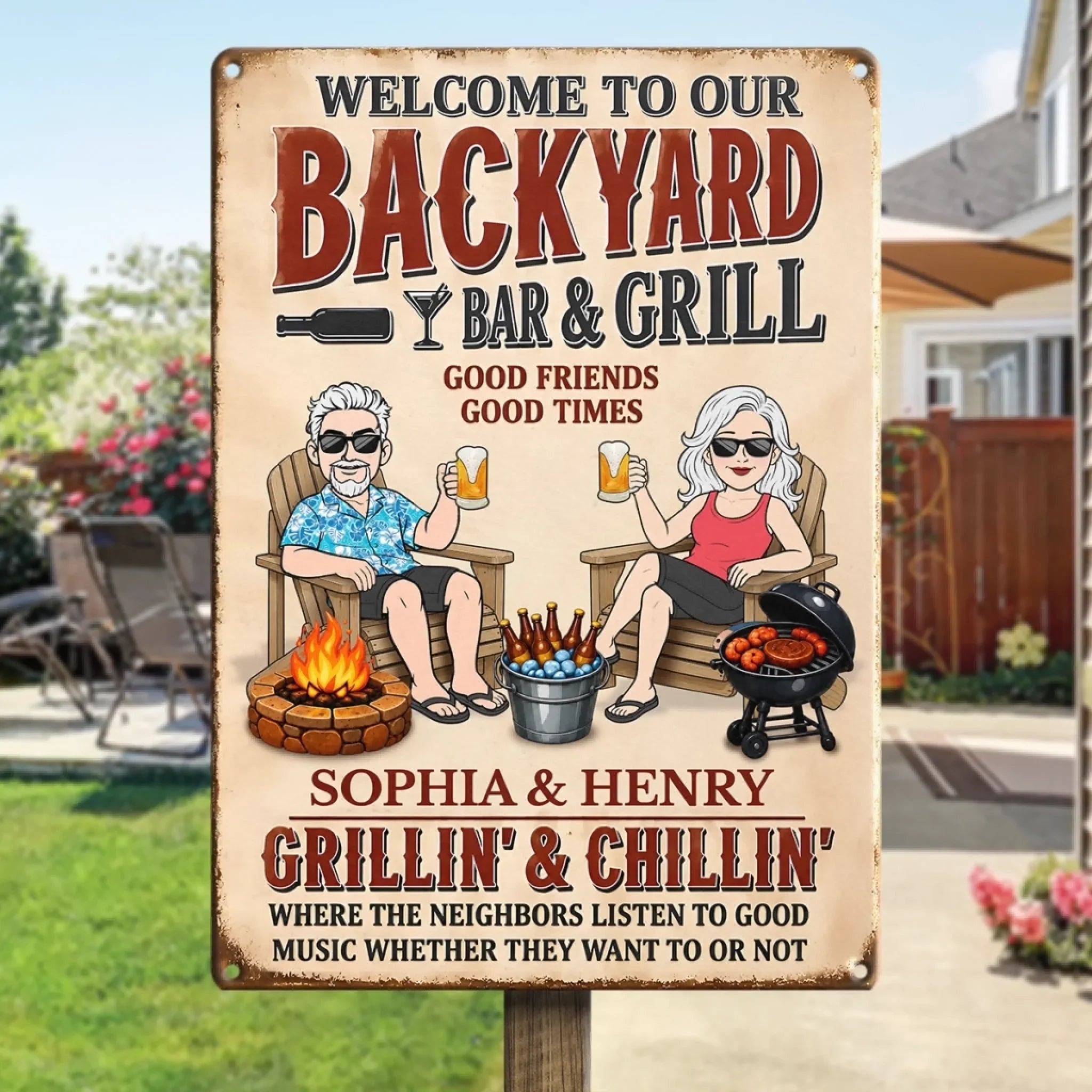 Custom Home Decor Metal Sign - Personalized Summer Vacation And Travel Gifts For Husband And Wife, Him And Her - Still Putting Up With Each Other