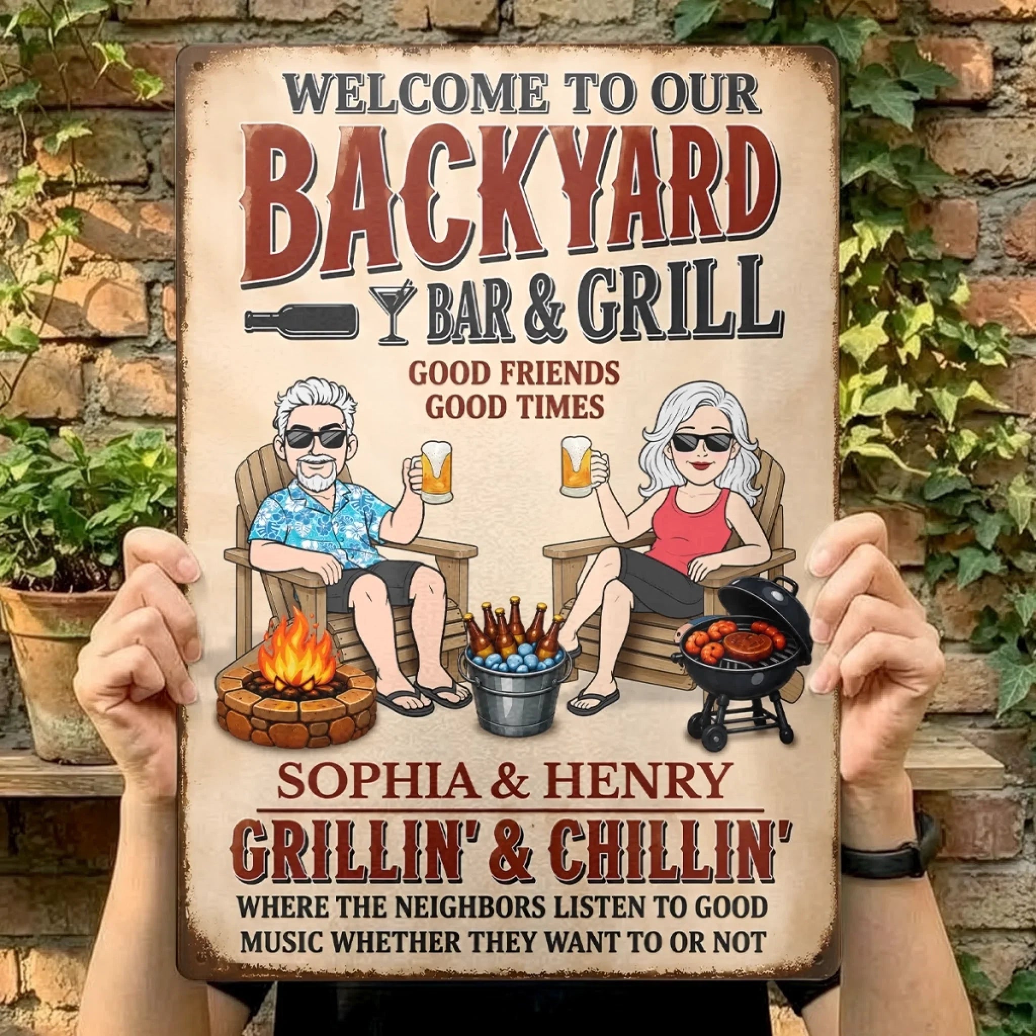 Custom Home Decor Metal Sign - Personalized Summer Vacation And Travel Gifts For Husband And Wife, Him And Her - Still Putting Up With Each Other