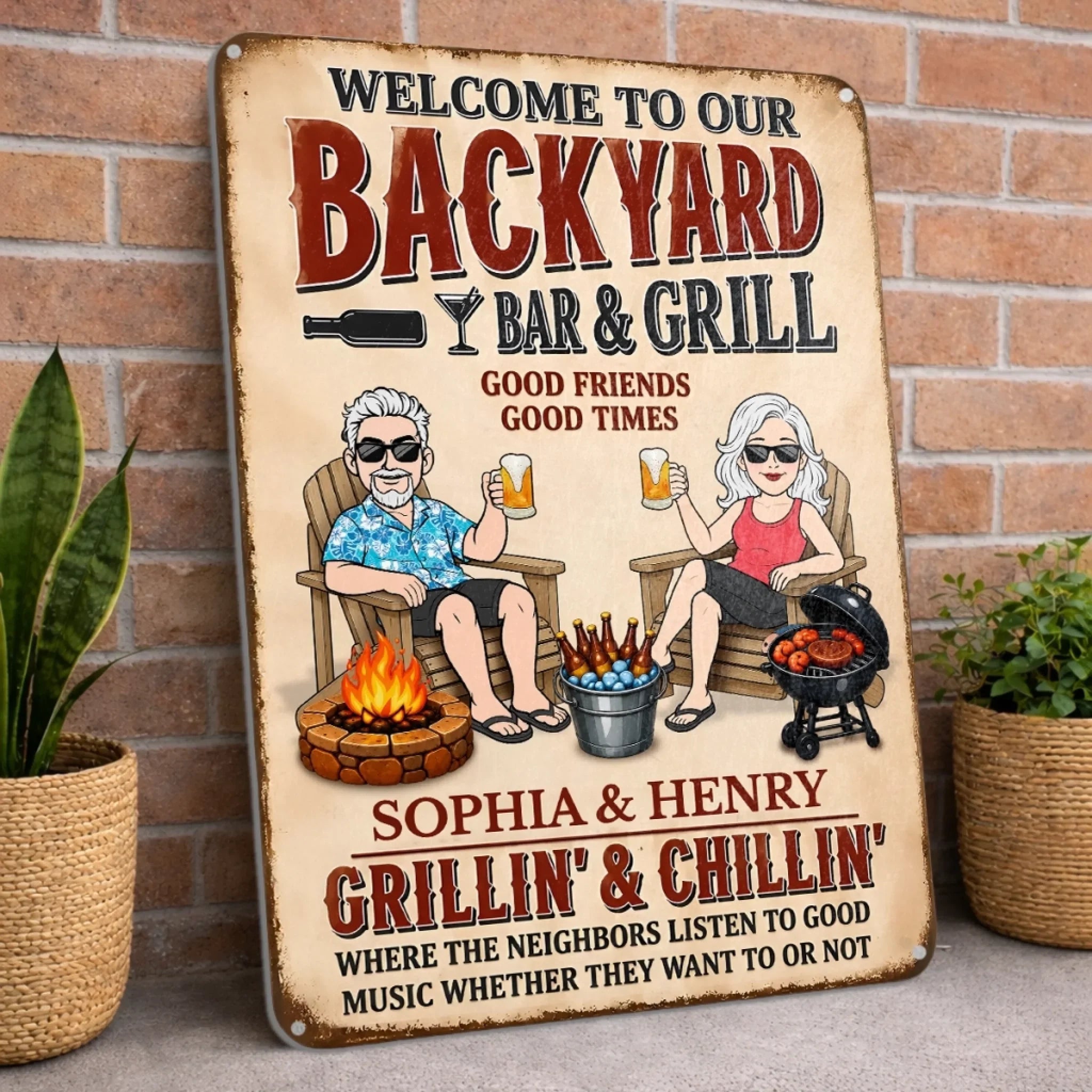 Custom Home Decor Metal Sign - Personalized Summer Vacation And Travel Gifts For Husband And Wife, Him And Her - Still Putting Up With Each Other