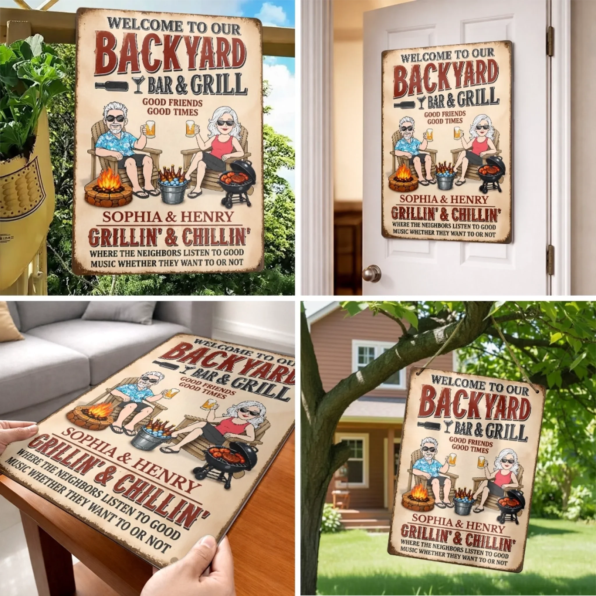 Custom Home Decor Metal Sign - Personalized Summer Vacation And Travel Gifts For Husband And Wife, Him And Her - Still Putting Up With Each Other