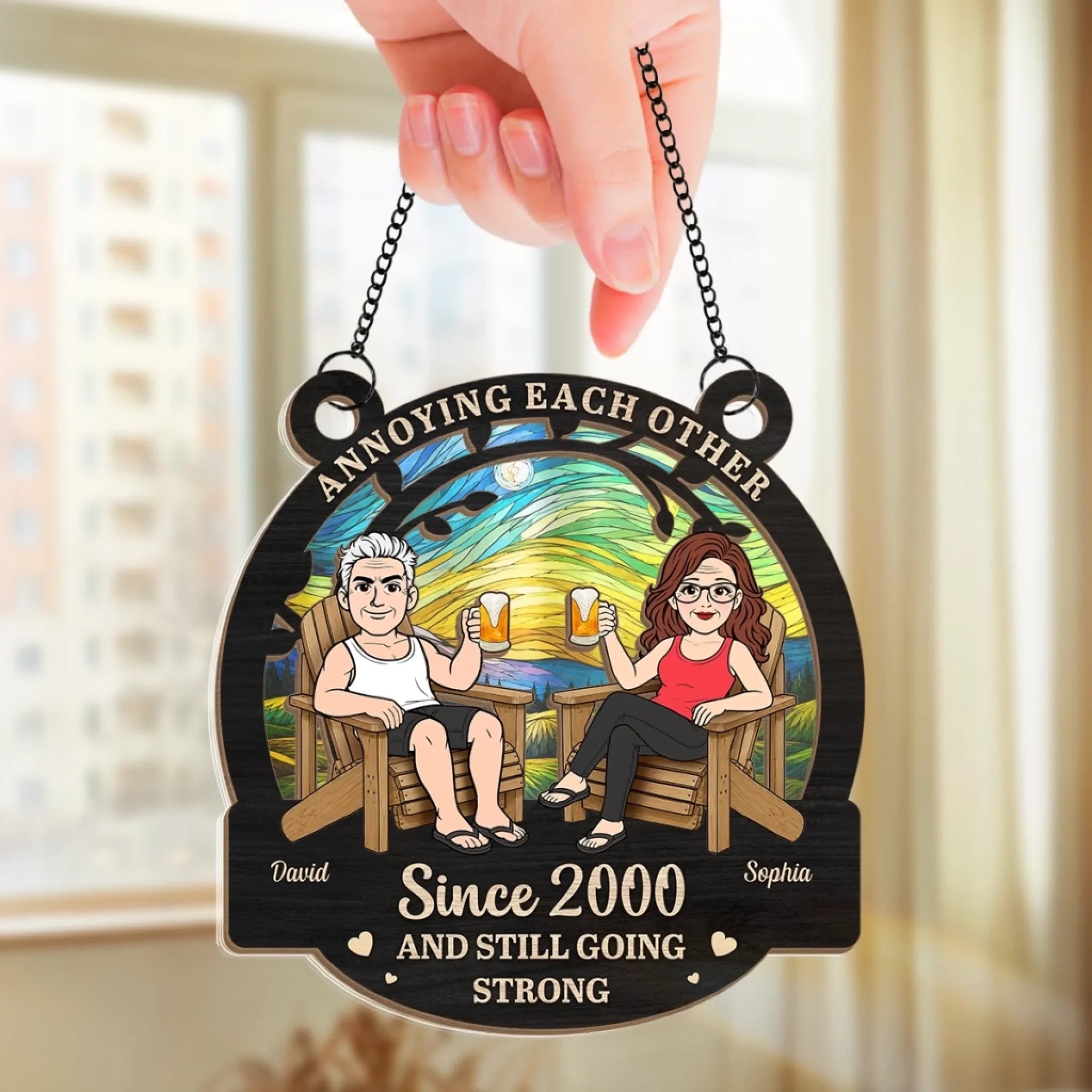 Custom Window Hanging Suncatcher Ornament - Personalized Anniversary Wedding Gifts For Husband And Wife, Him And Her - We Came, We Saw, We Annoyed