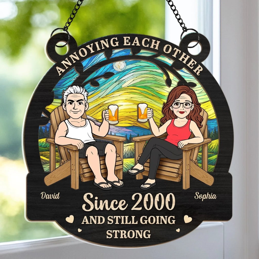 Custom Window Hanging Suncatcher Ornament - Personalized Anniversary Wedding Gifts For Husband And Wife, Him And Her - We Came, We Saw, We Annoyed