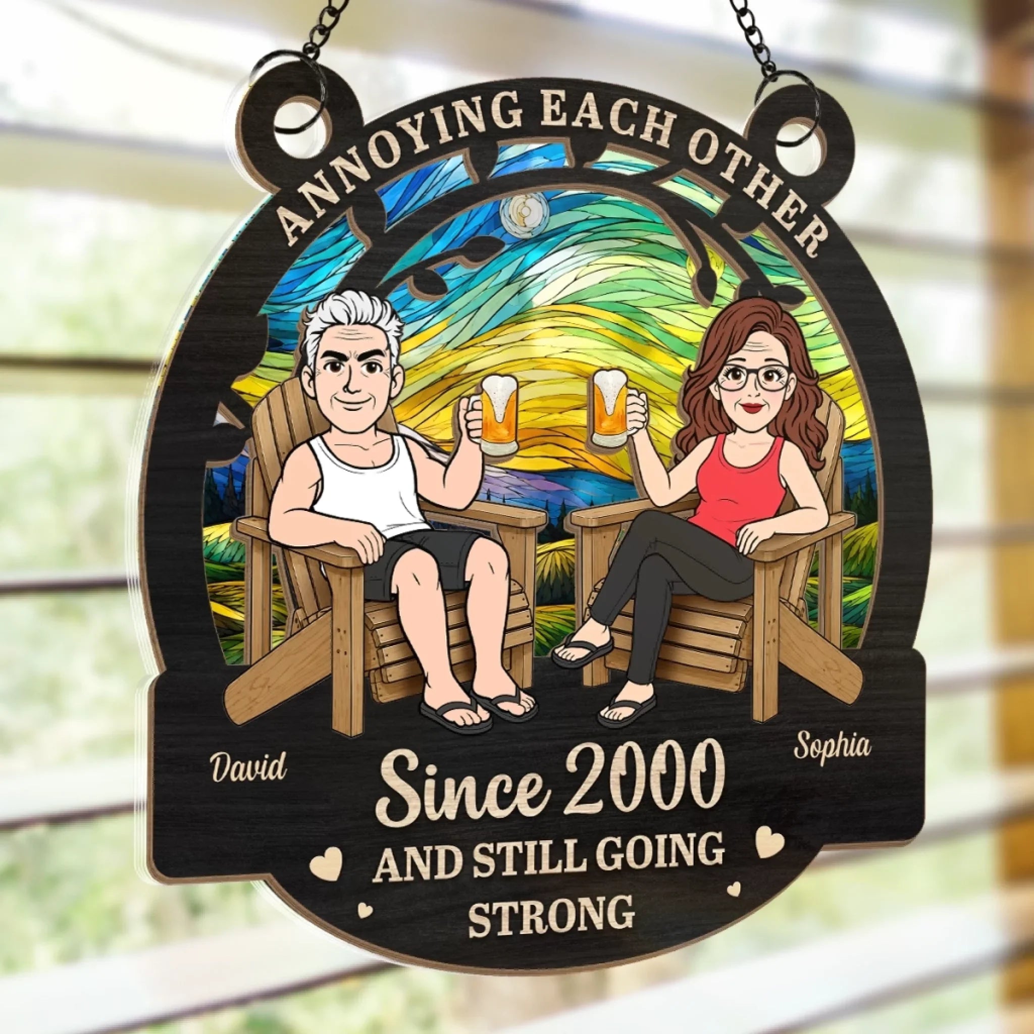Custom Window Hanging Suncatcher Ornament - Personalized Anniversary Wedding Gifts For Husband And Wife, Him And Her - We Came, We Saw, We Annoyed