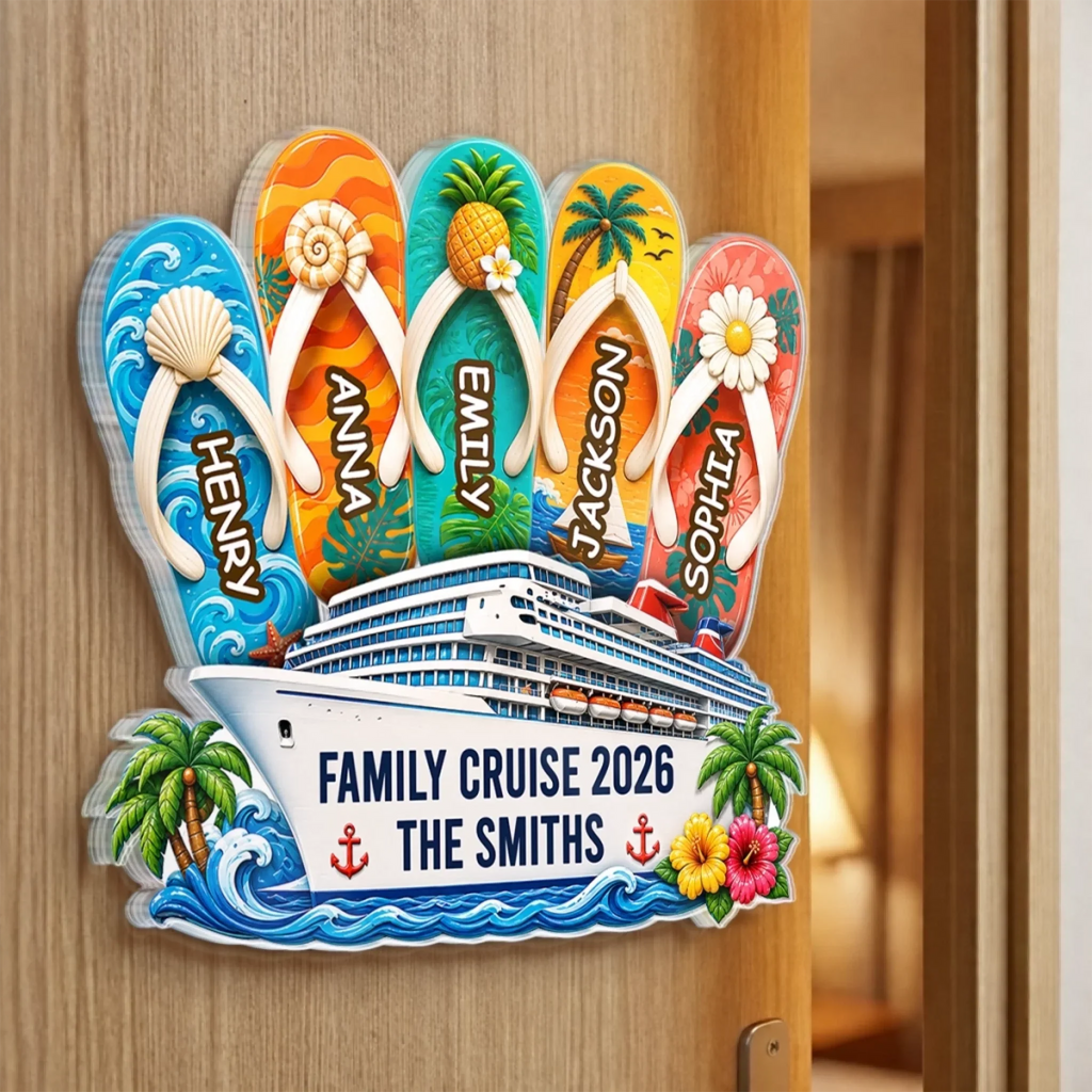Custom Cruise Ship Door Magnet - Personalized Summer Vacation And Travel Gifts For Mom, Dad, Brother, Sister - Sailing Together
